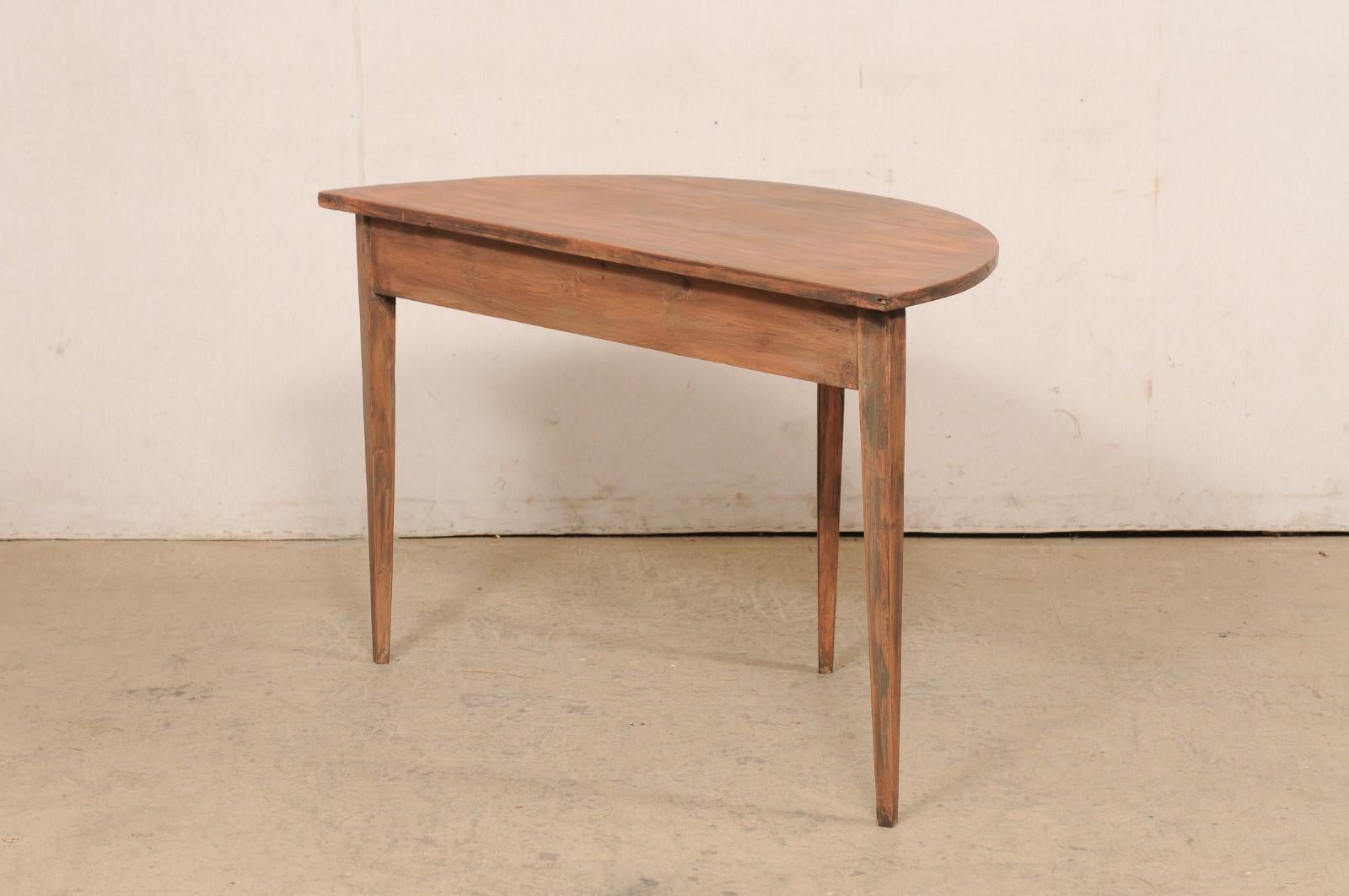 Swedish Antique Wooden Demi-Lune Console Table For Sale 2