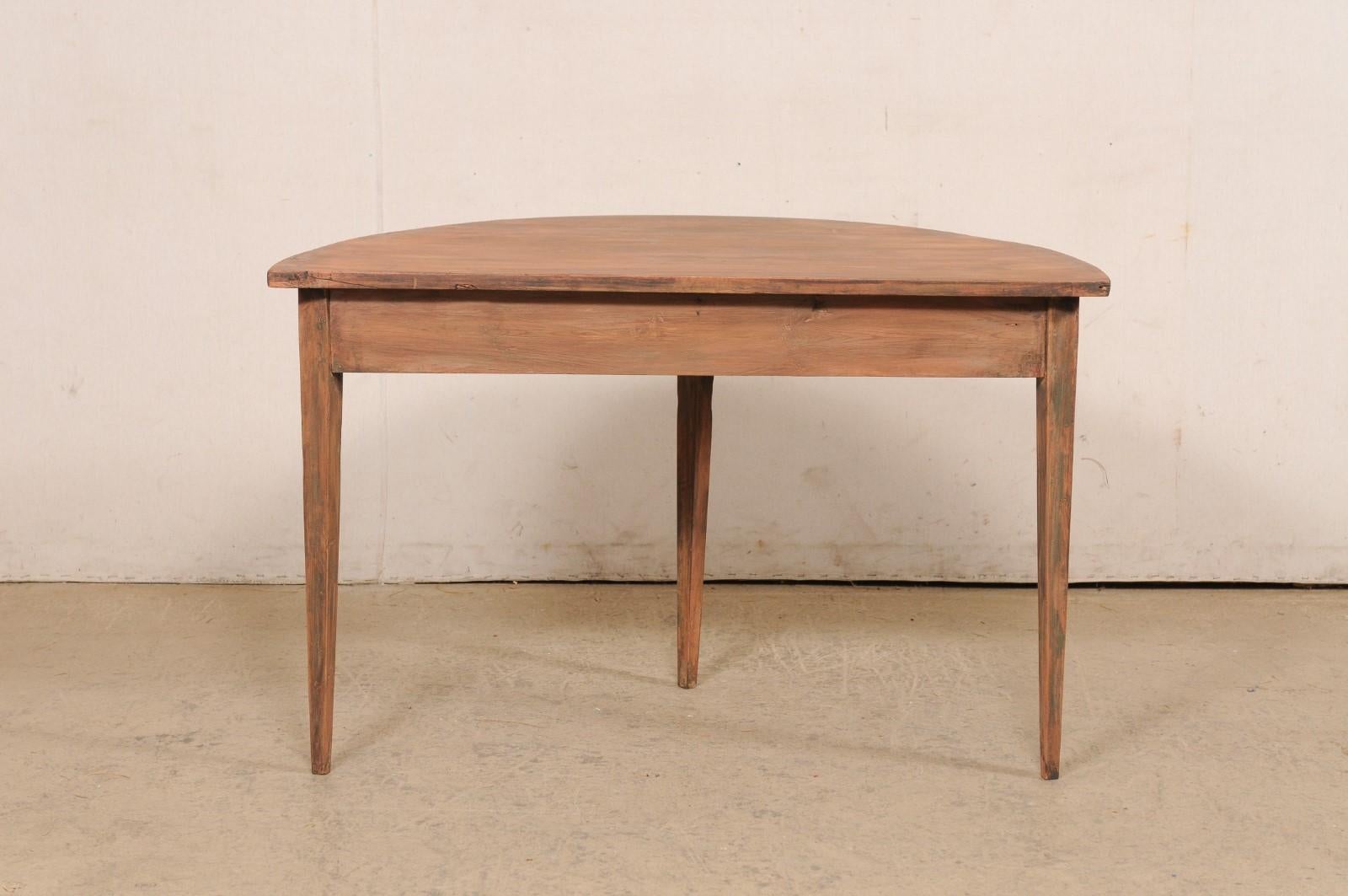 Swedish Antique Wooden Demi-Lune Console Table For Sale 3