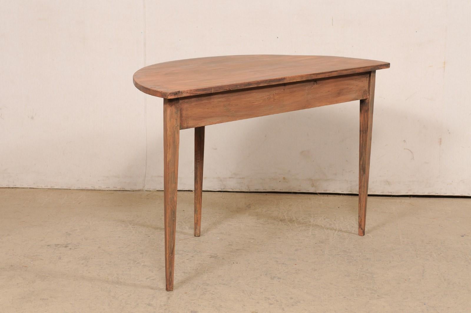 Swedish Antique Wooden Demi-Lune Console Table For Sale 4