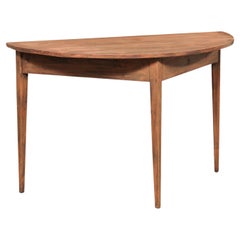 Swedish Antique Wooden Demi-Lune Console Table