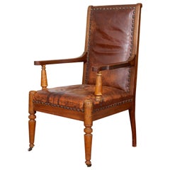 Antique Swedish Armchair Lounge Desk Chair 19th Century Mahogany