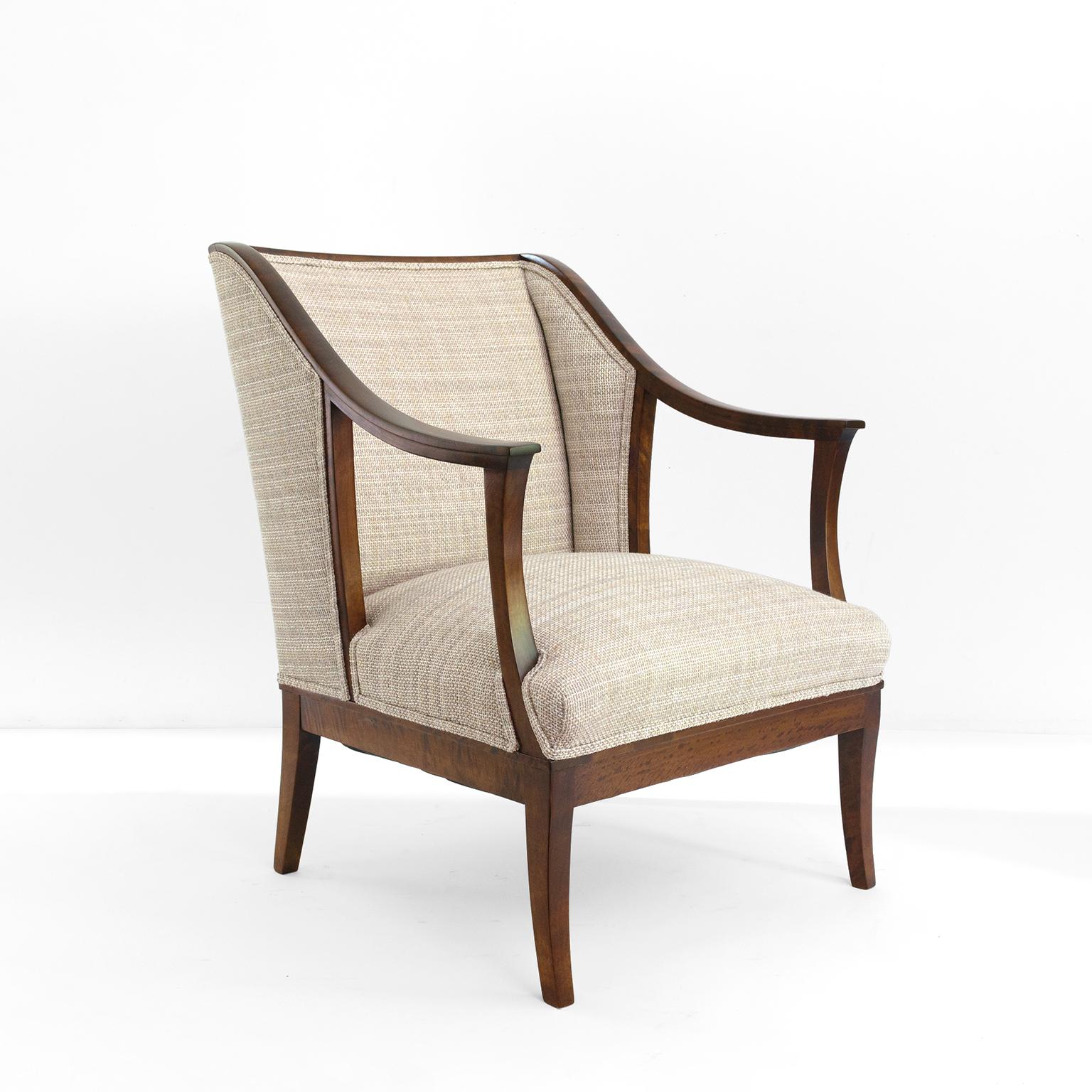 Scandinavian Swedish Armchairs in Stained Solid Birch, by SFM Bodafors, circa 1930 For Sale