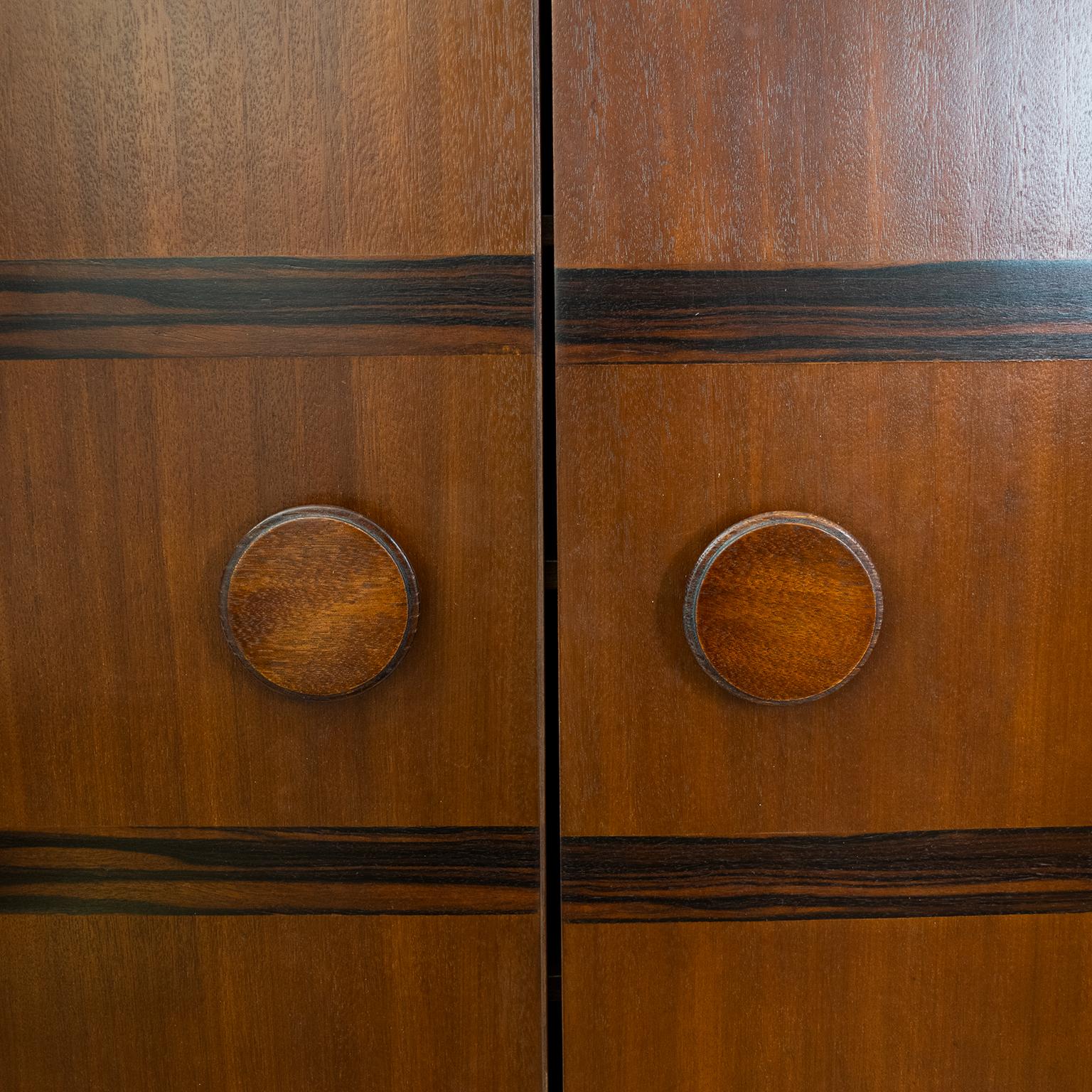 Swedish Art Deco 2-Door Cabinet Veneered in Mahogany and Palisander Ebony 3