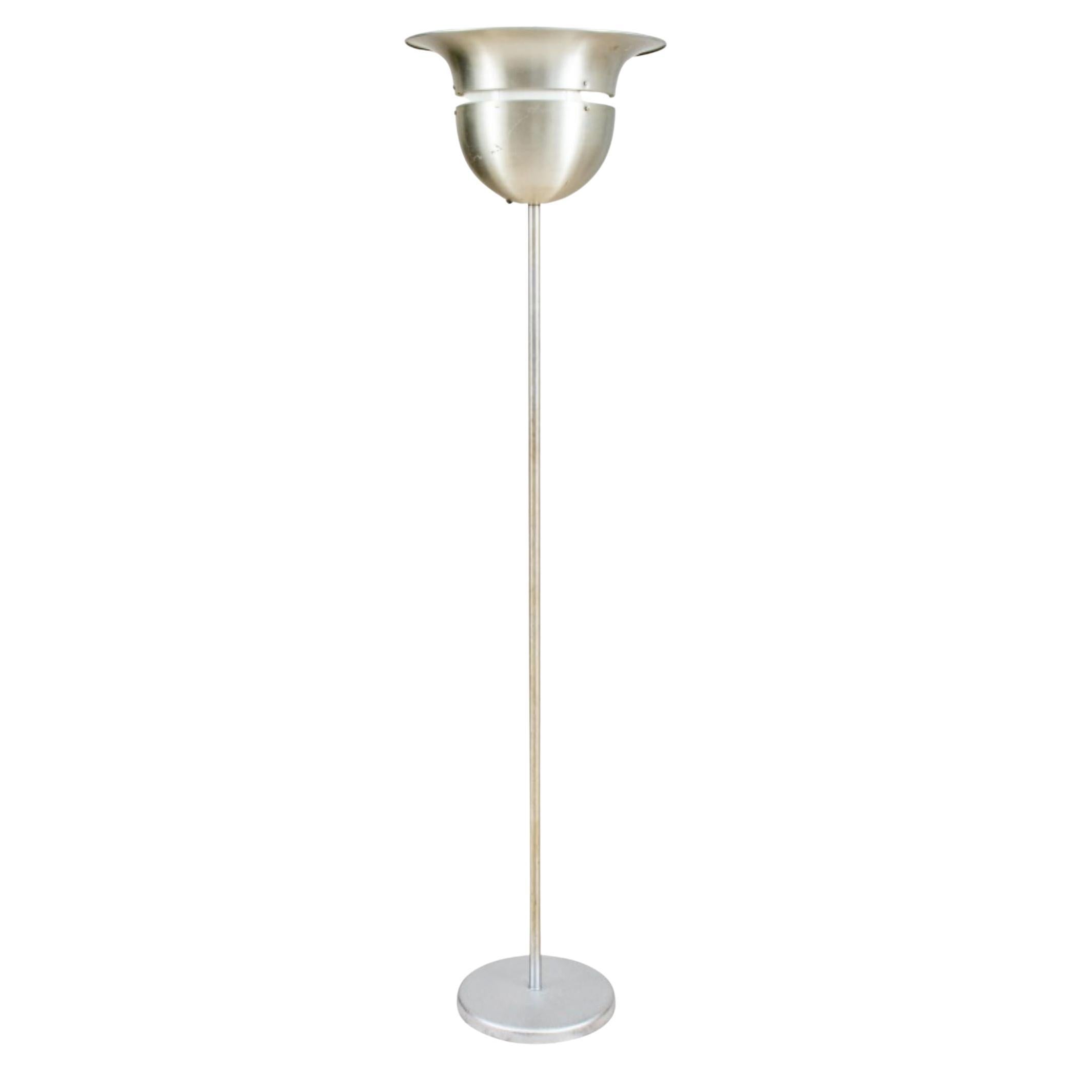 Schwedische Art-Déco-Torchiere-Lampe aus Aluminium