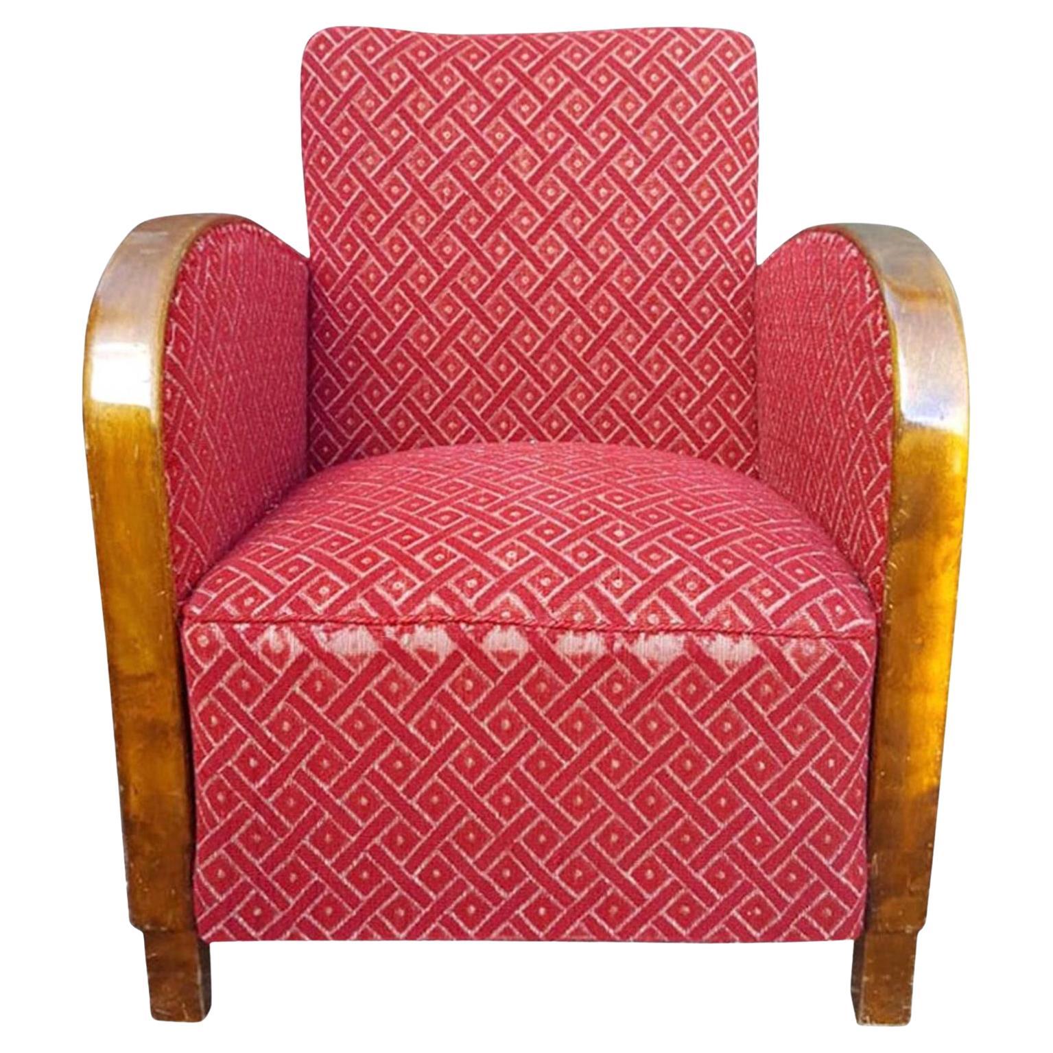 Swedish Art Deco Antique Armchair Early 20th Century Golden Birch Bentwood Arms en vente