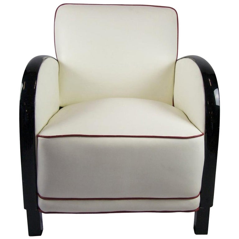 Swedish Art Deco Armchair Italian White, White Leather Arm Chairs