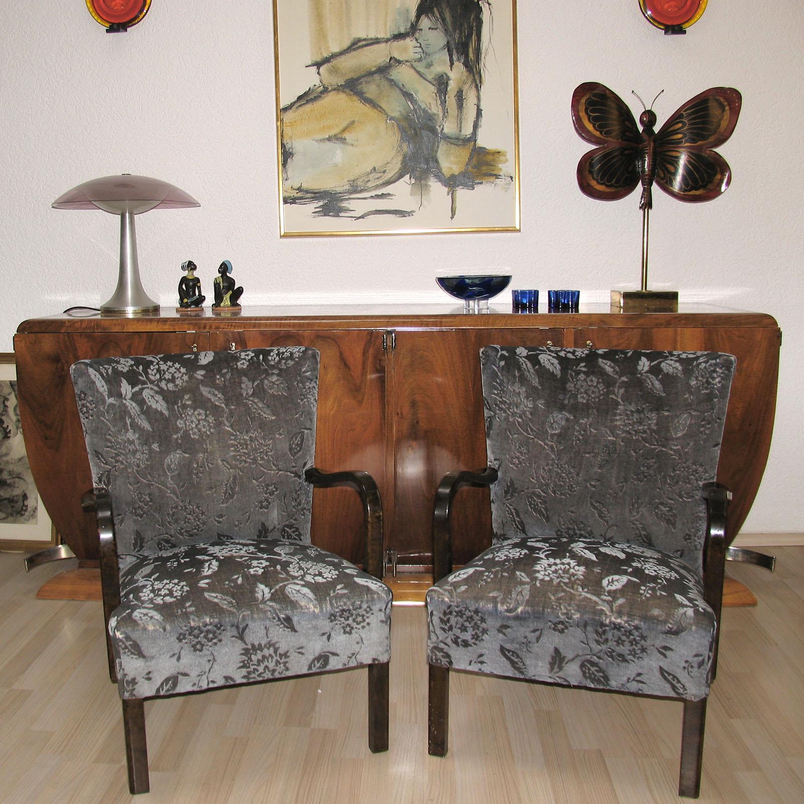 Mid-20th Century Swedish Art Deco Armchairs in the Style of Alfred Christensen For Sale