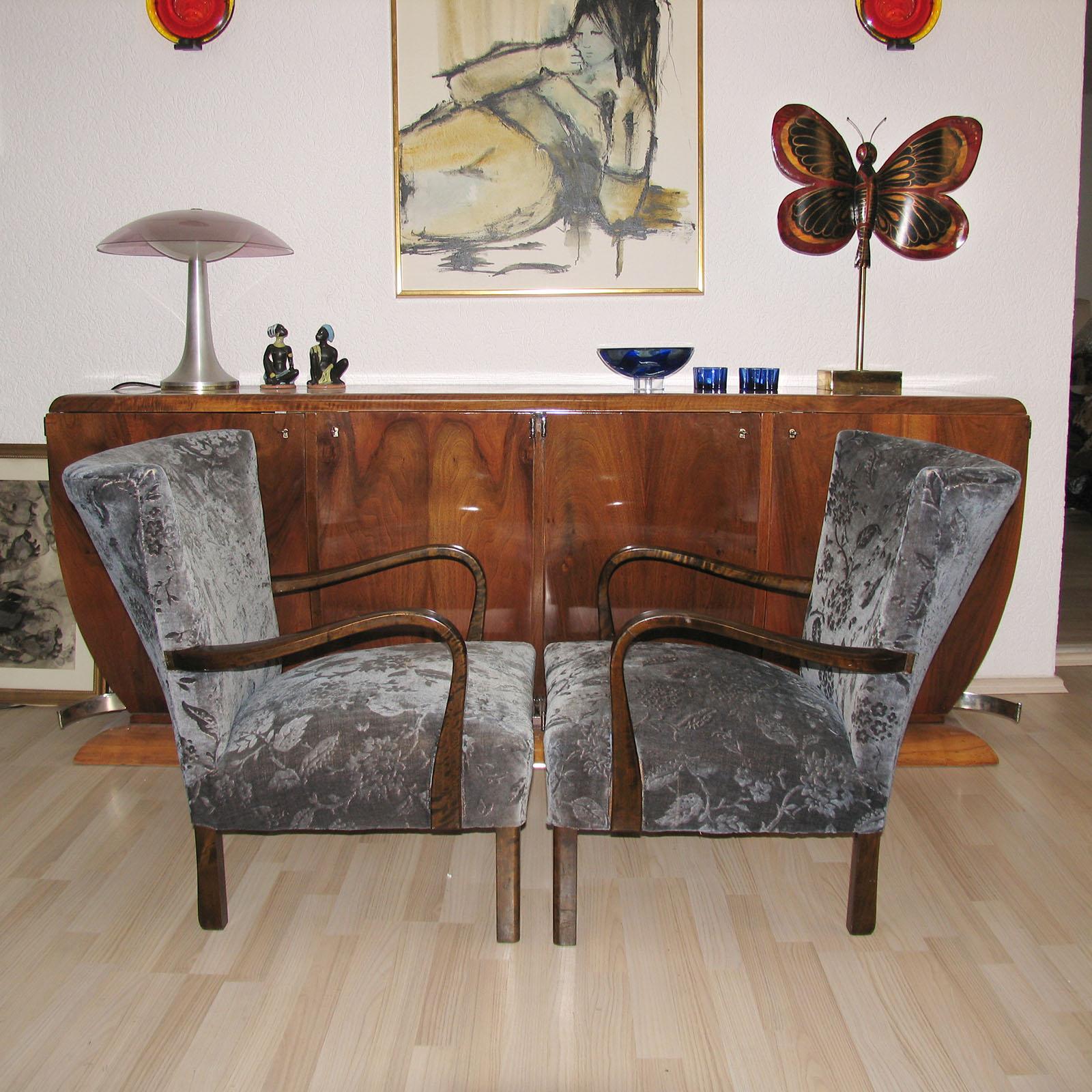 Swedish Art Deco Armchairs in the Style of Alfred Christensen For Sale 2