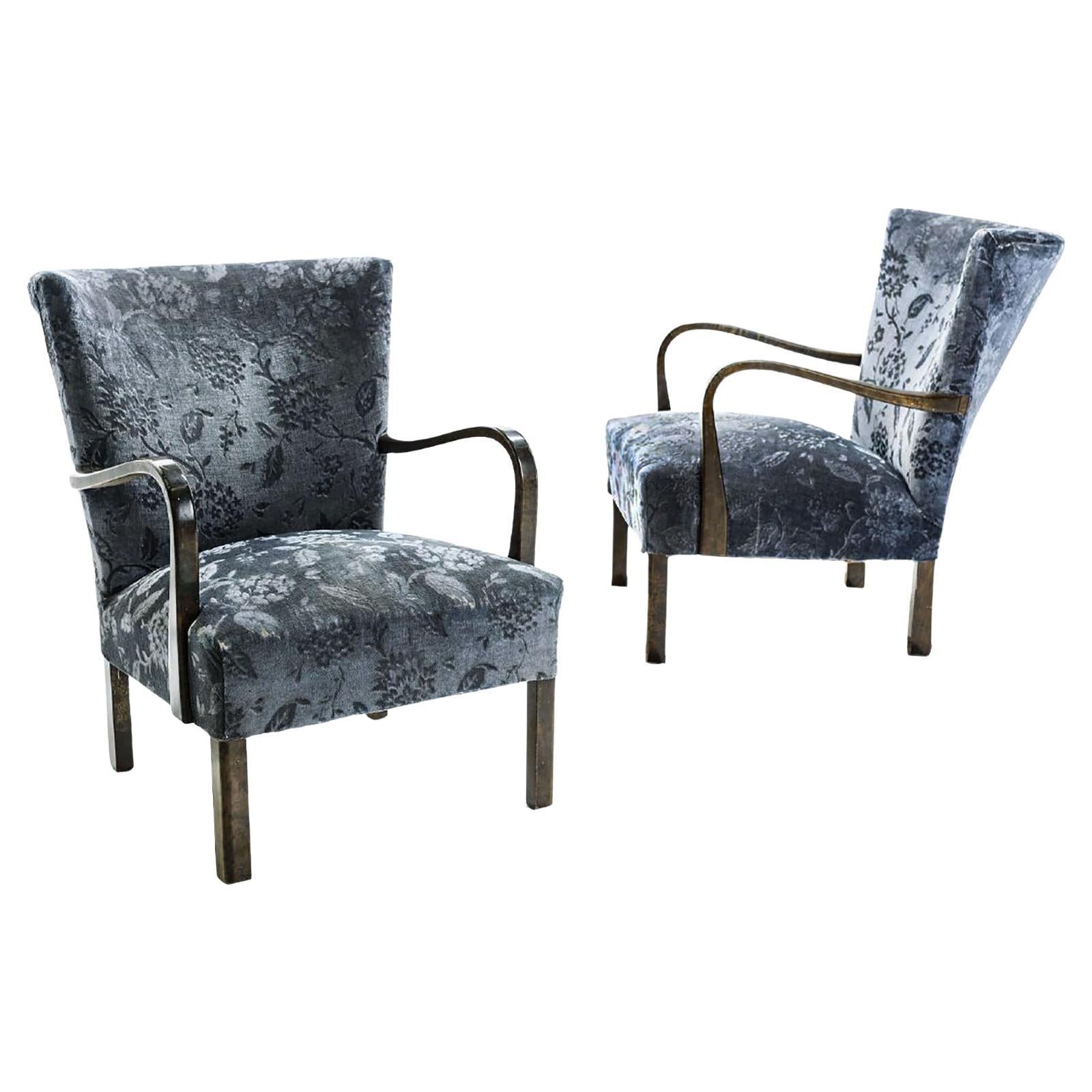 Swedish Art Deco Armchairs in the Style of Alfred Christensen For Sale