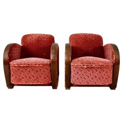 Swedish Art Deco Armchairs with Golden Birch Arms, Circa 1920-1940