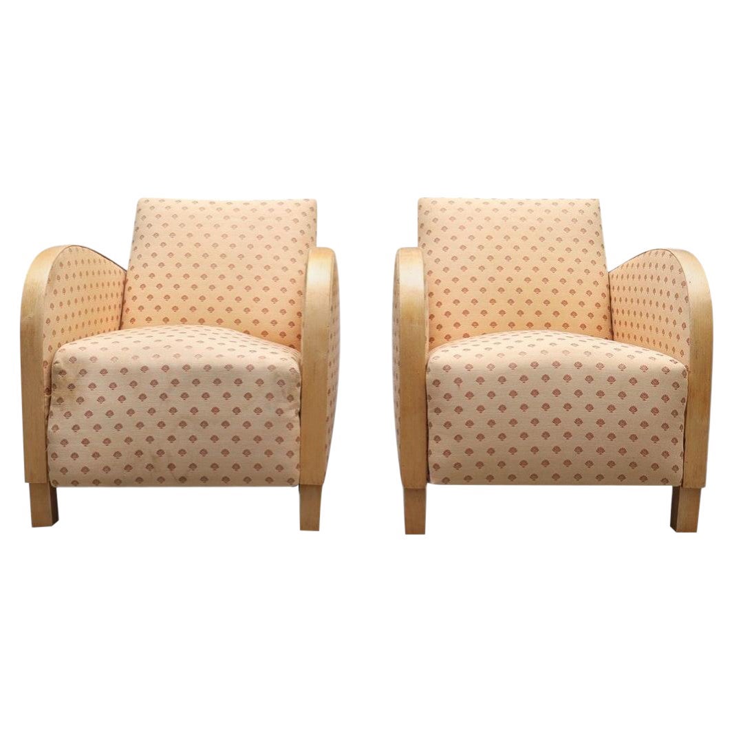 Swedish Art Deco Armchairs with Golden Birch Arms, Circa 1920-1940
