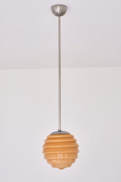 Swedish Art Deco Beehive Pendant Lamp in Colored Glass and Metal, 1930s