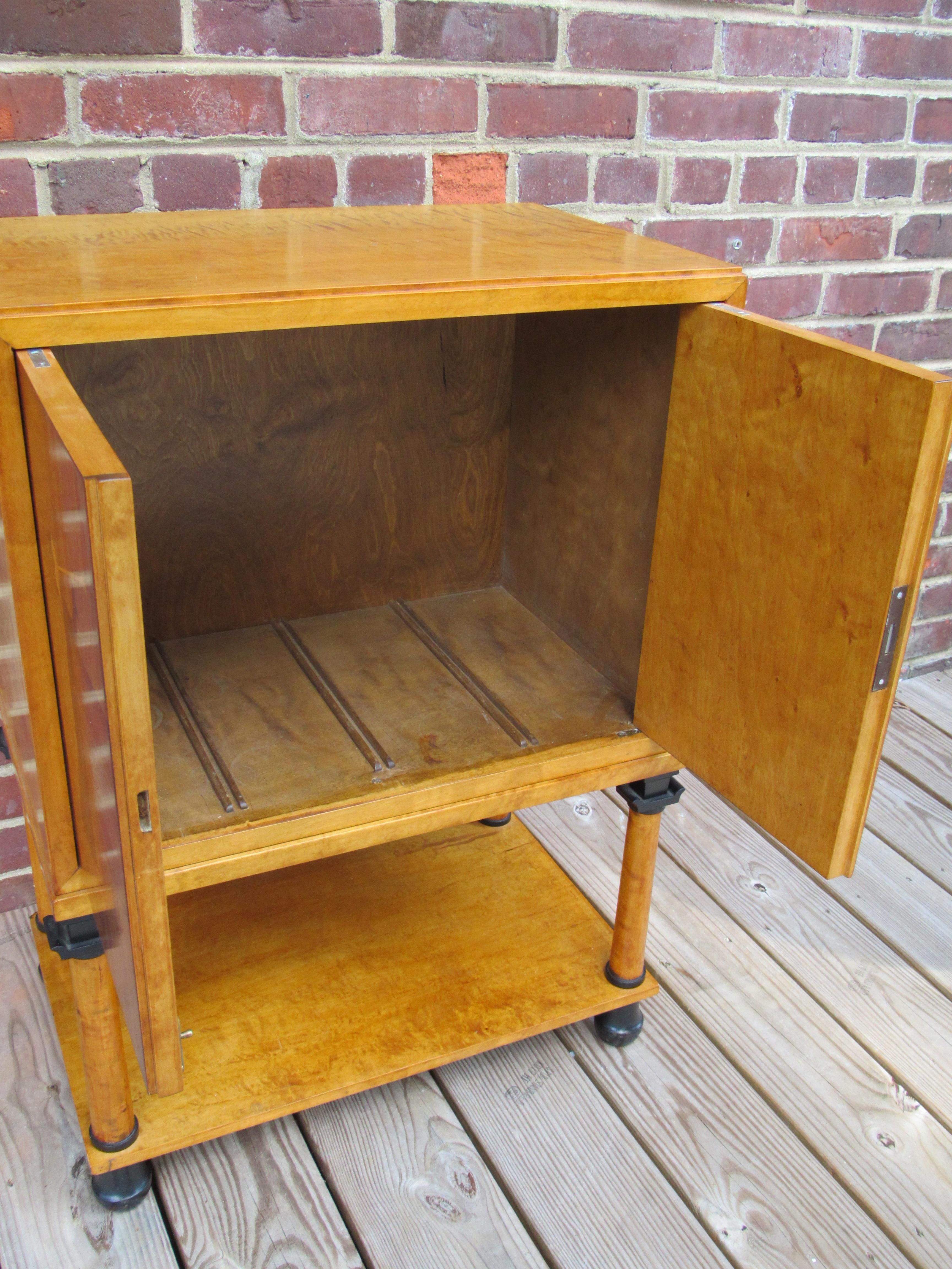 Swedish Art Deco Biedermeier Revival Bar Cabinet in Golden Birch and Rosewood  For Sale 10