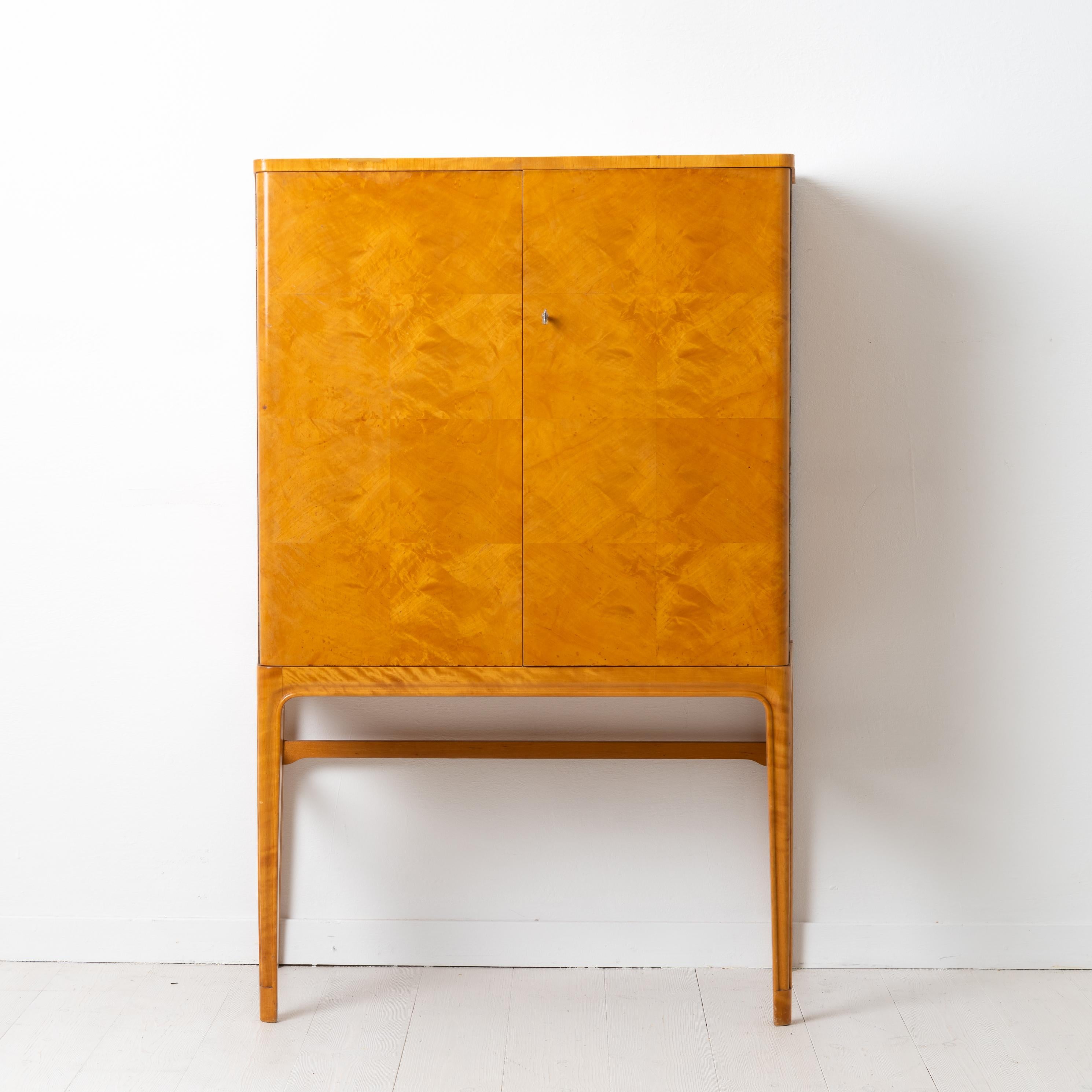 Swedish Art Deco Birch and Mahogany Cabinet 1