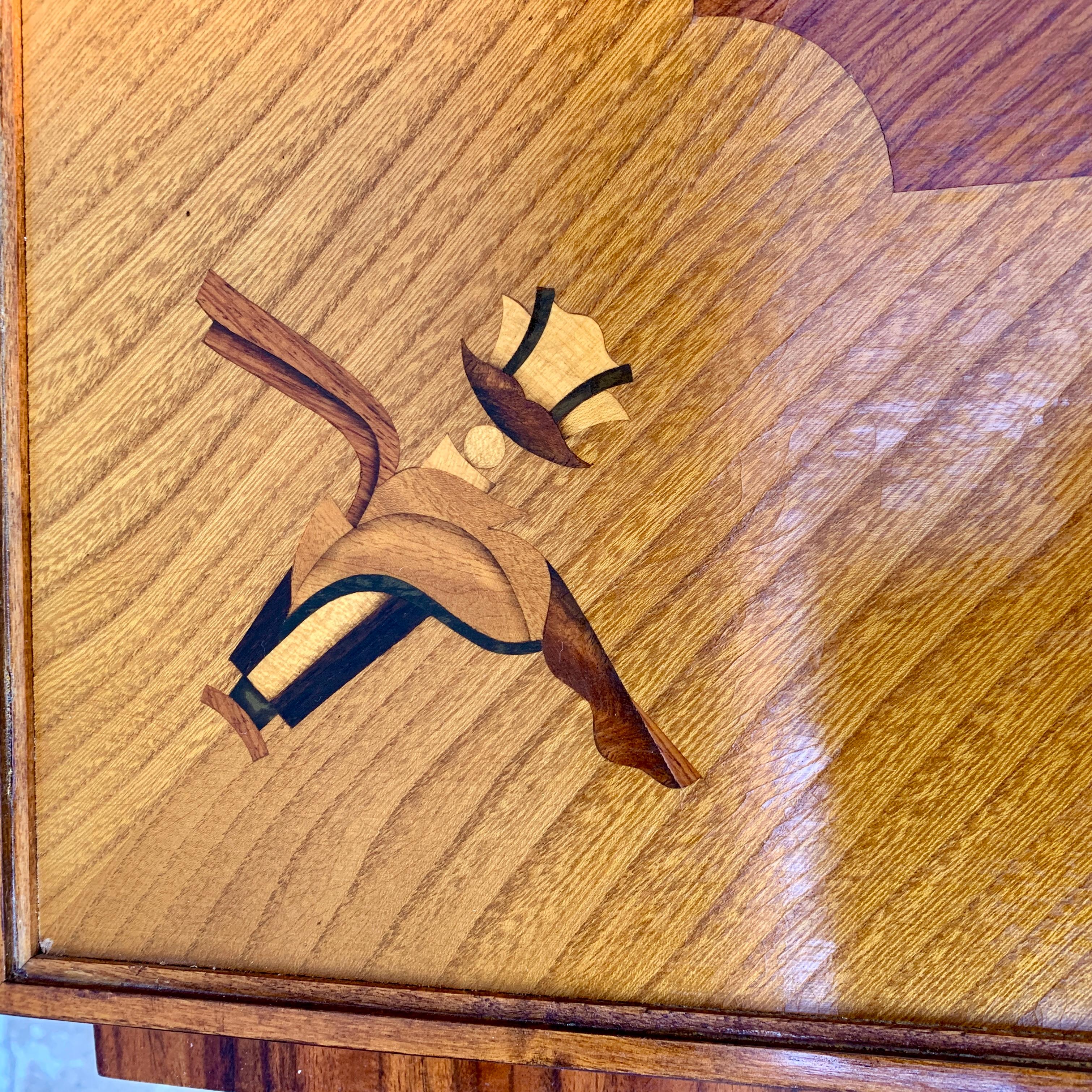 Swedish Art Deco Birch and Marquetry Inlay Cocktail Table For Sale 11