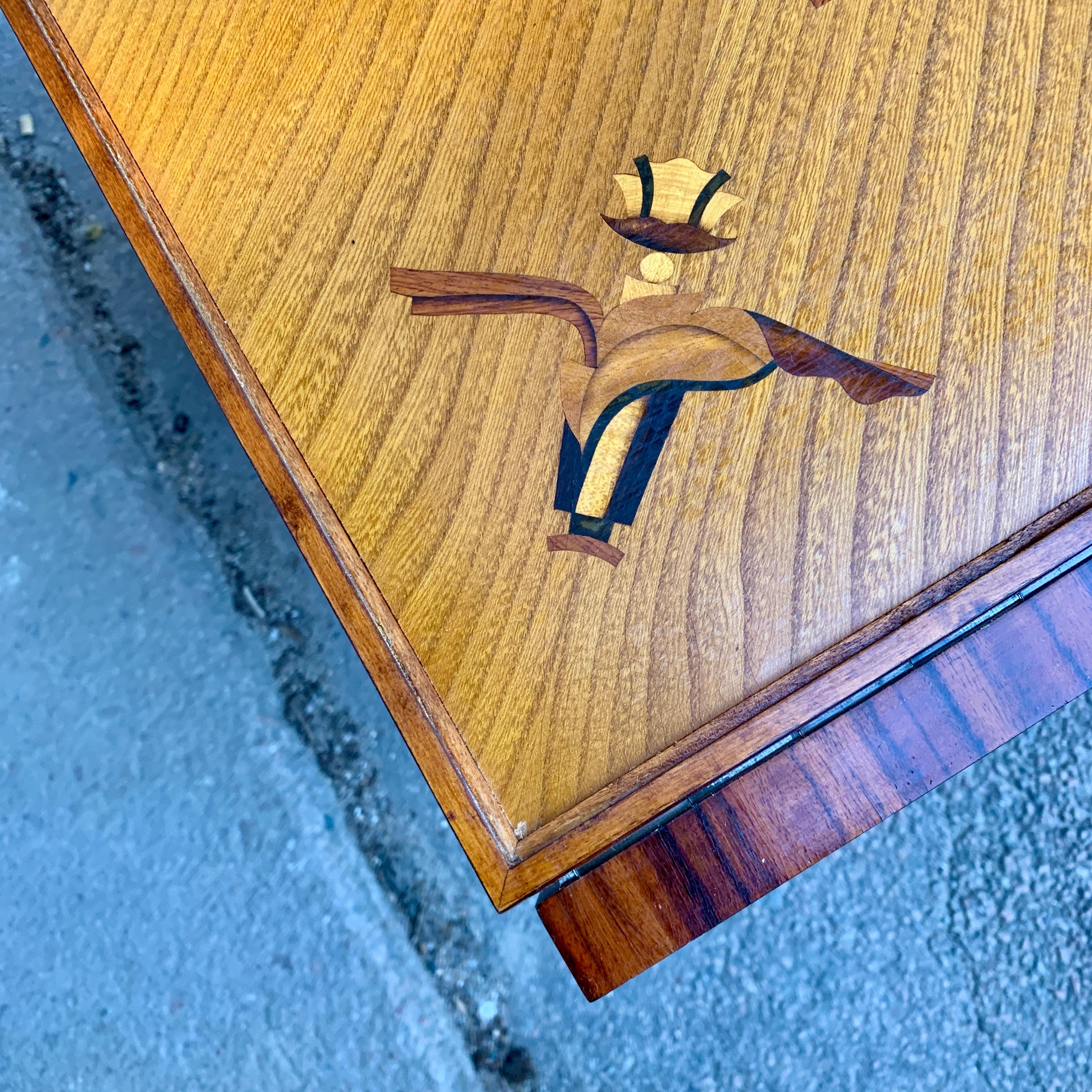 Swedish Art Deco Birch and Marquetry Inlay Cocktail Table For Sale 12