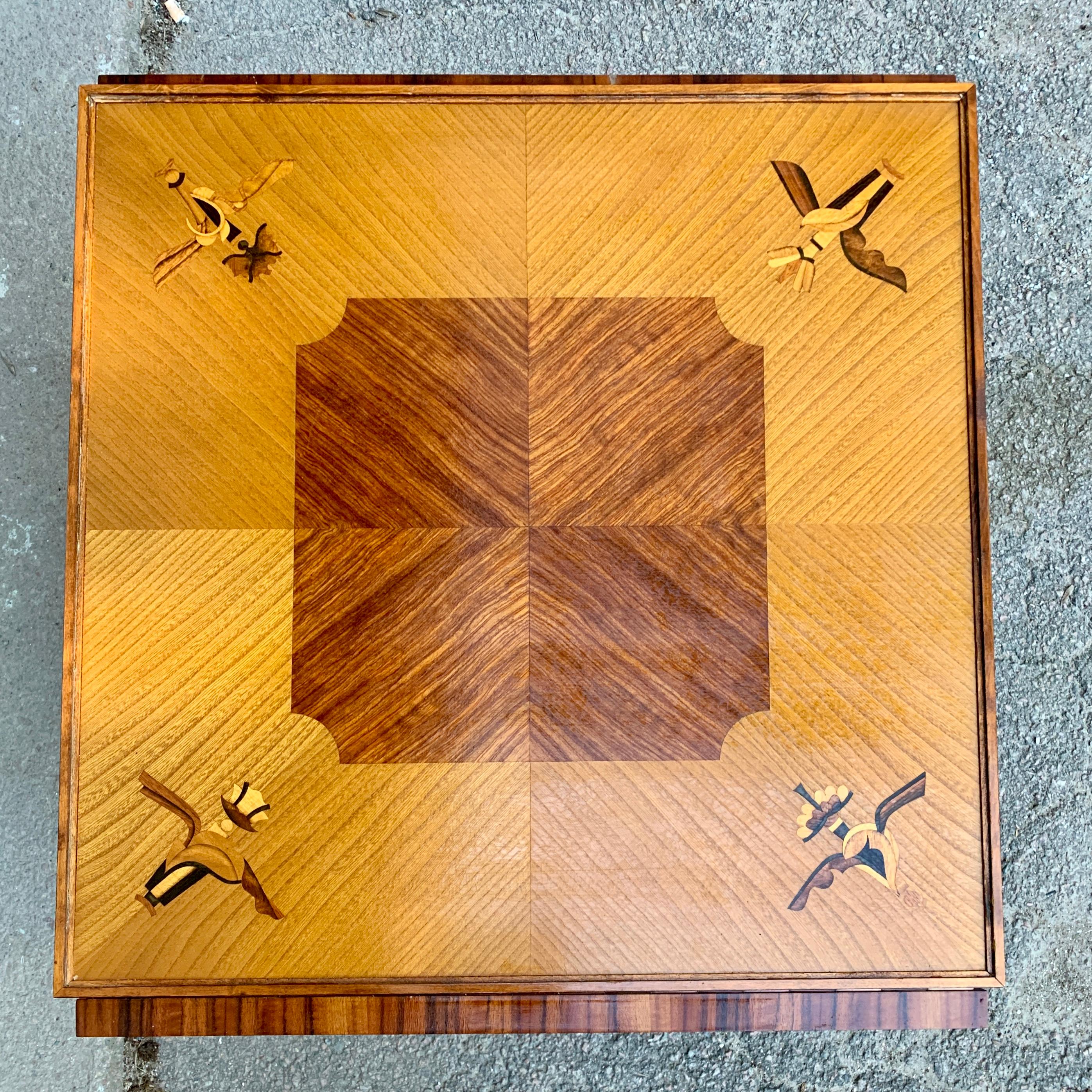 Swedish Art Deco Birch and Marquetry Inlay Cocktail Table For Sale 13