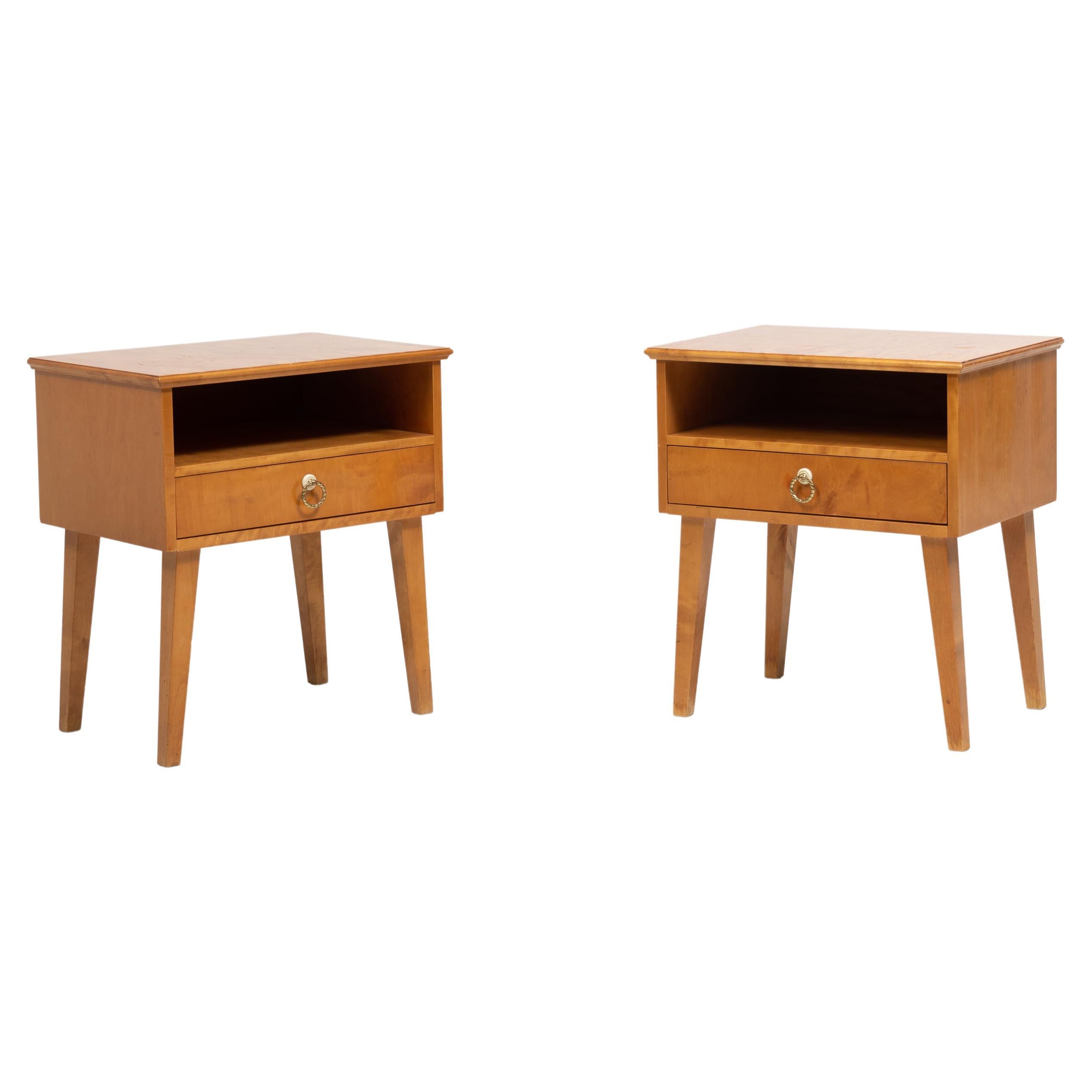 Swedish Art Deco Birch Nightstands