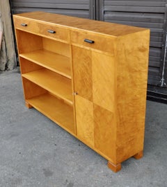 Swedish Art Deco Book Cabinet in Book Matched Golden Flame Birch, circa 1930