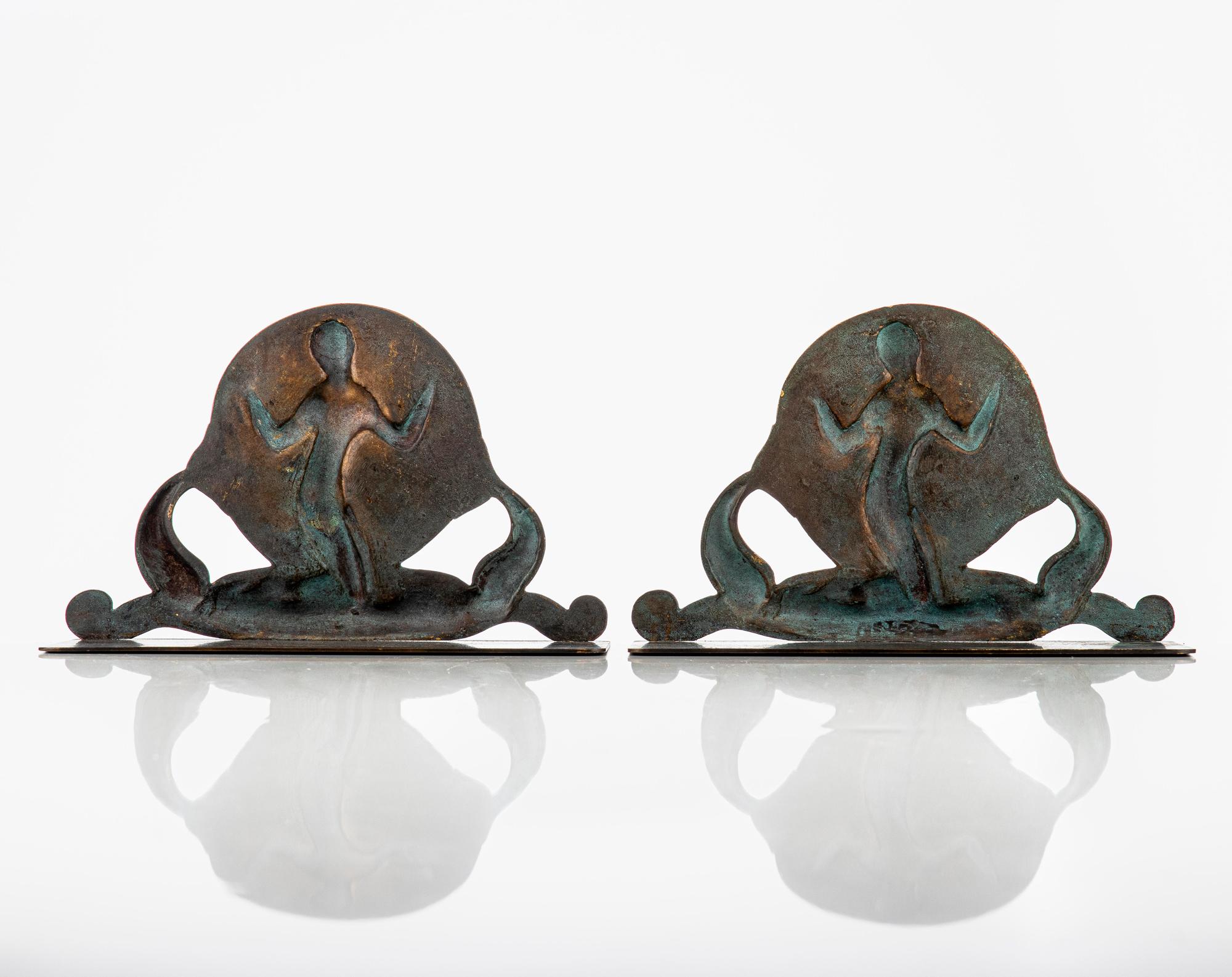 Early 20th Century Swedish Art Deco Bookends in Bronze by Oscar Andersson for Ystad Metall For Sale