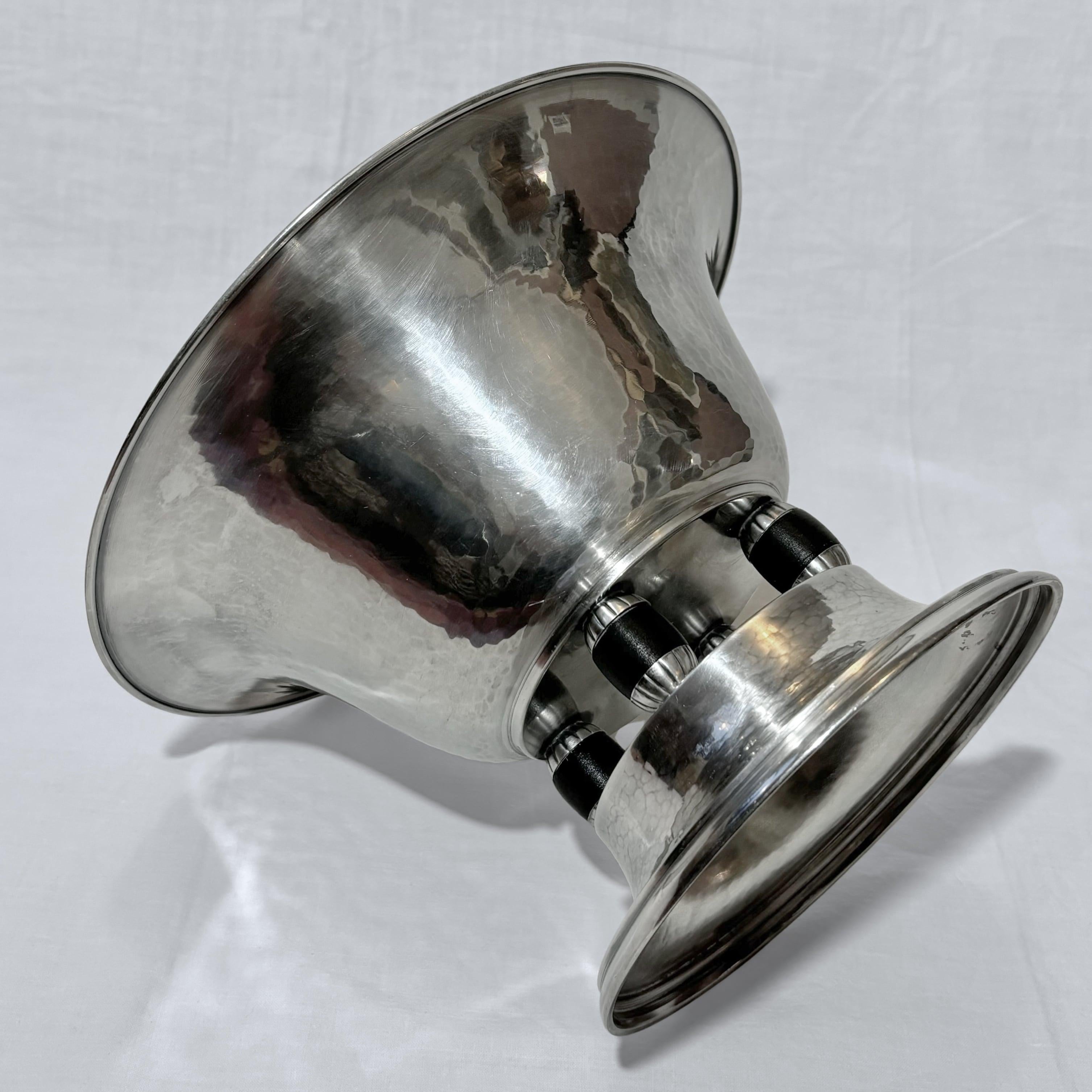 Silver Plate Swedish Art Deco bowl by GAB Eskilstuna, nickel silver and oak, 1930s For Sale