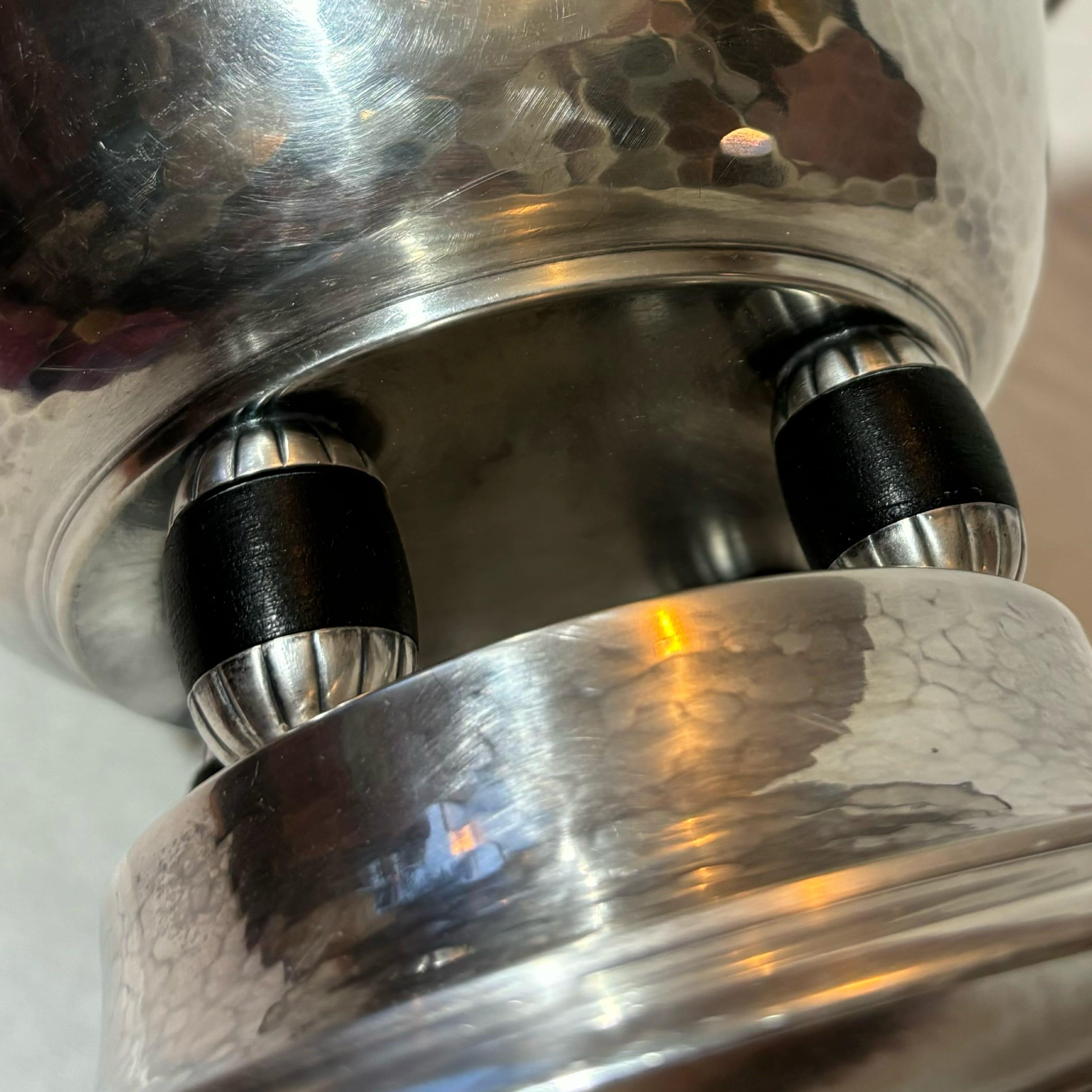 Swedish Art Deco bowl by GAB Eskilstuna, nickel silver and oak, 1930s For Sale 2