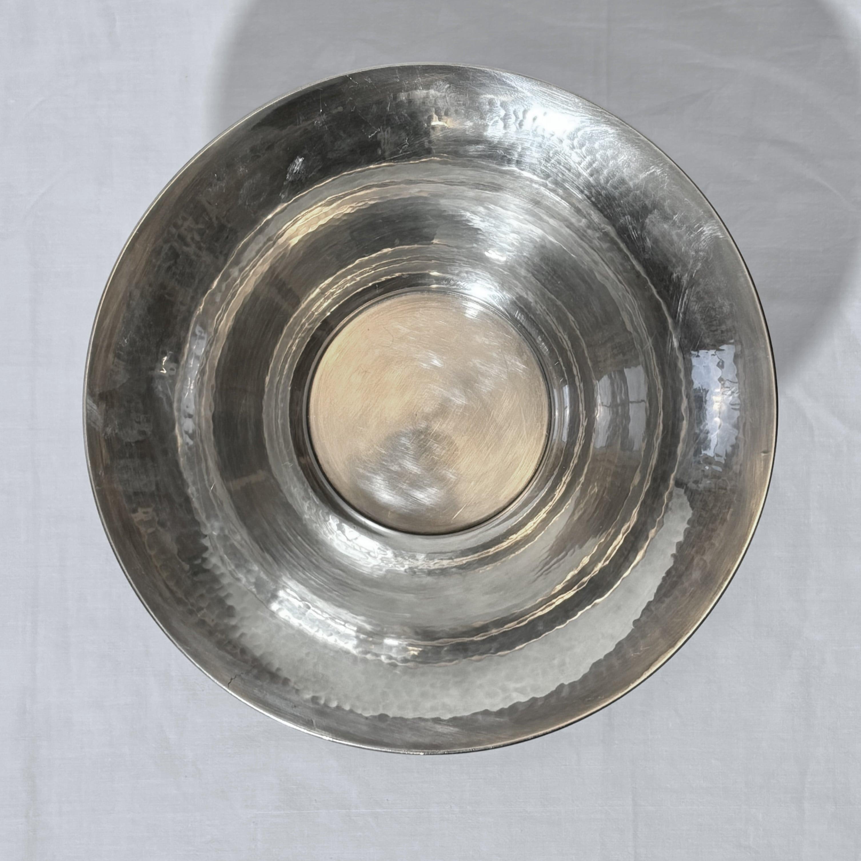 Swedish Art Deco bowl by GAB Eskilstuna, nickel silver and oak, 1930s For Sale 4