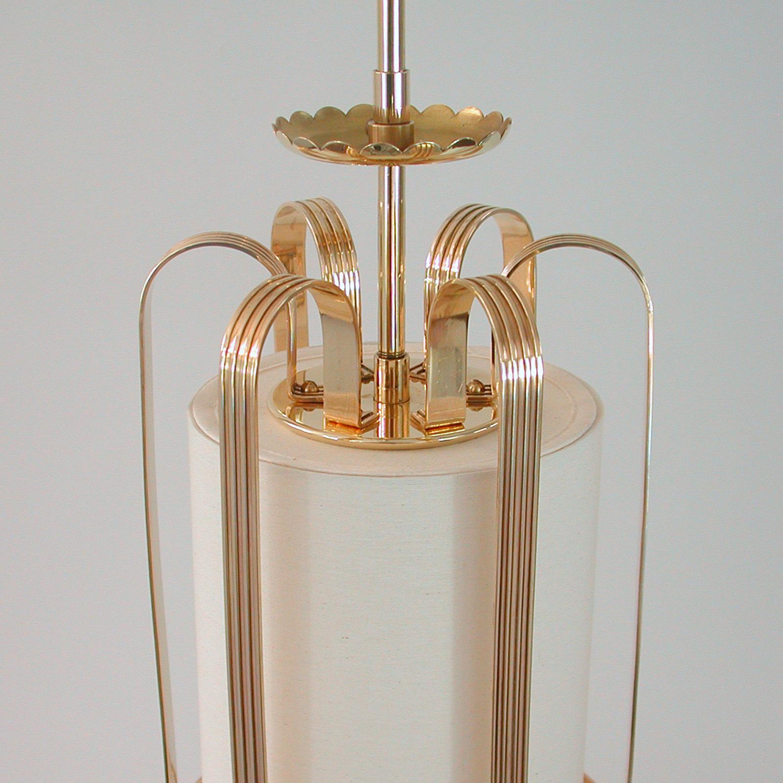 Swedish Art Deco Brass and Fabric Lantern, 1930s to 1940s 6