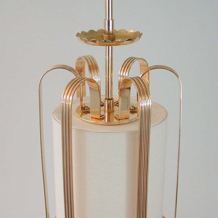 Swedish Art Deco Brass and Fabric Lantern, 1930s to 1940s For Sale 6