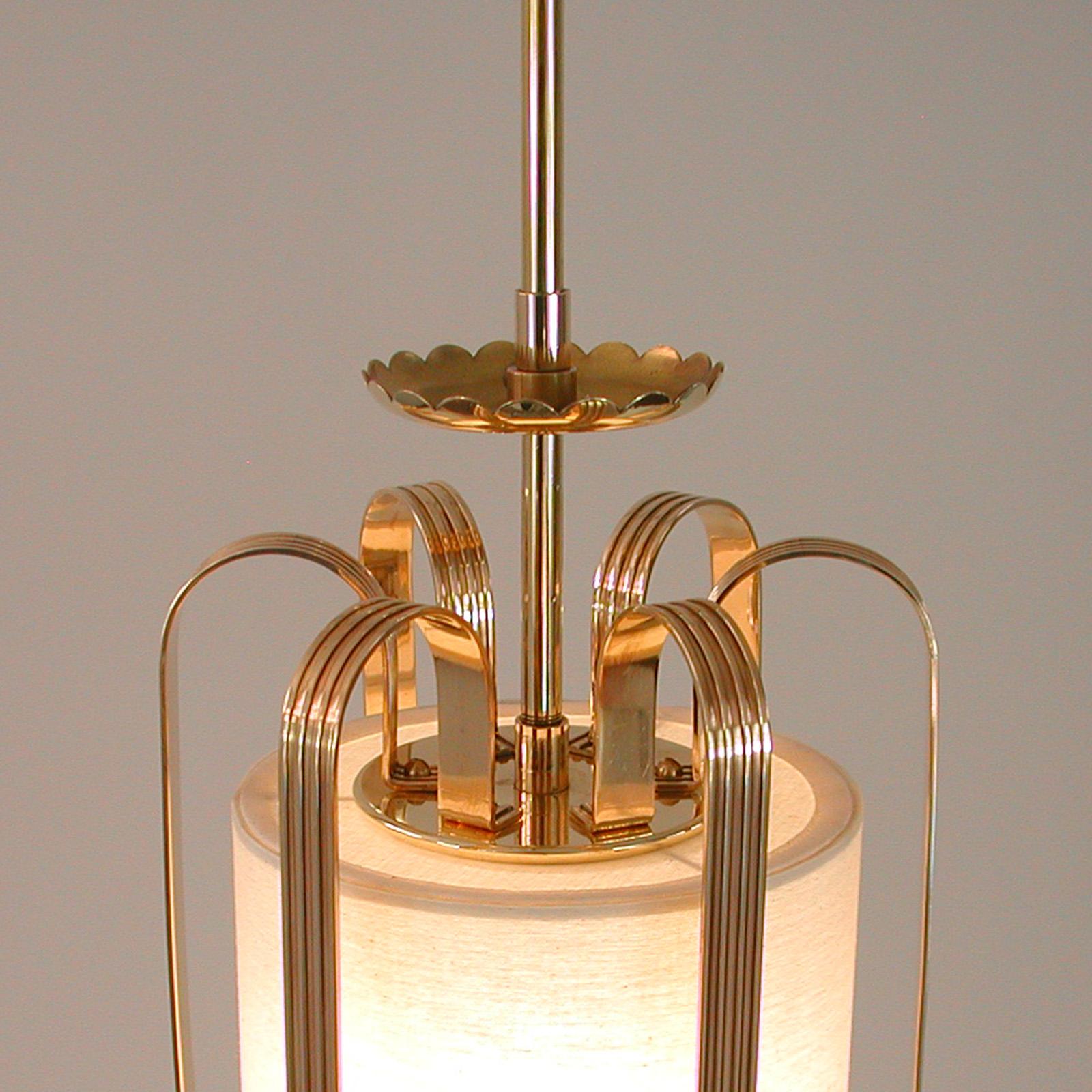 Swedish Art Deco Brass and Fabric Lantern, 1930s to 1940s 7
