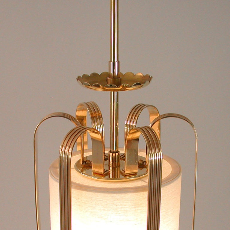 Swedish Art Deco Brass and Fabric Lantern, 1930s to 1940s For Sale 7