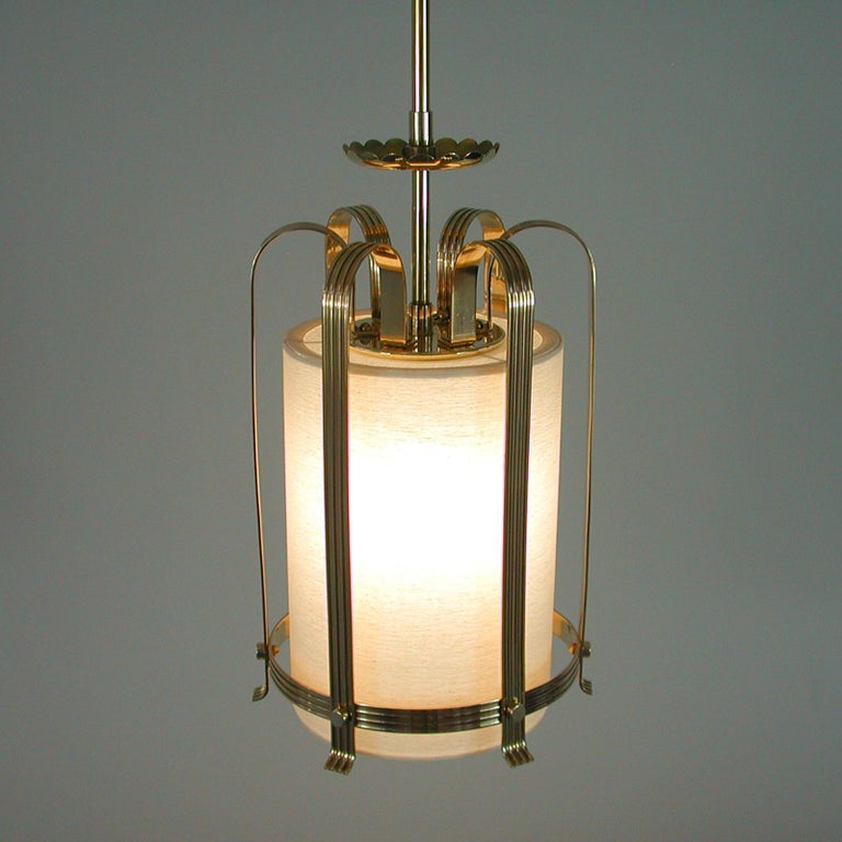 Swedish Art Deco Brass and Fabric Lantern, 1930s to 1940s For Sale 8