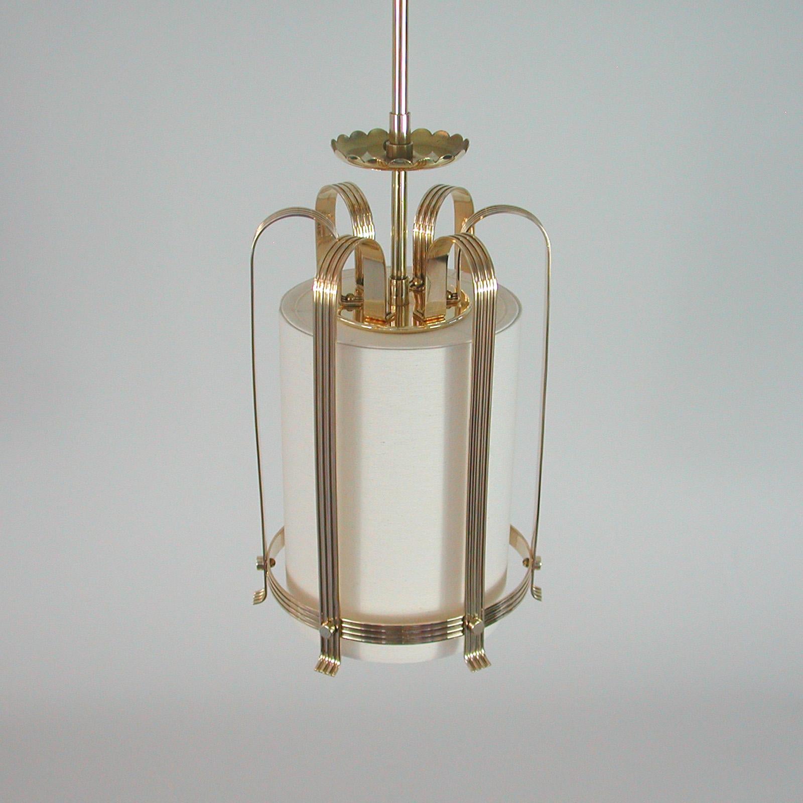 Swedish Art Deco Brass and Fabric Lantern, 1930s to 1940s 9