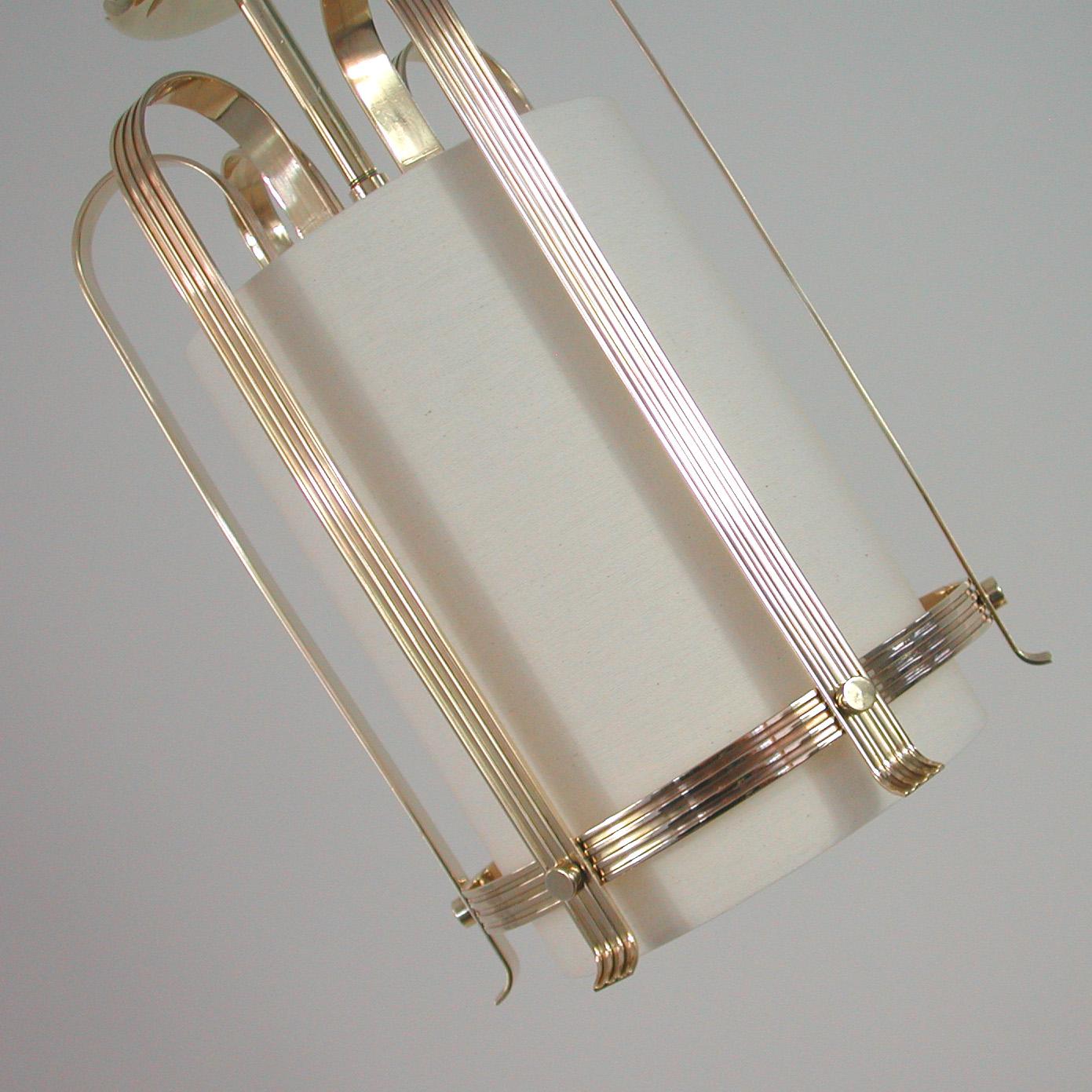Swedish Art Deco Brass and Fabric Lantern, 1930s to 1940s 11