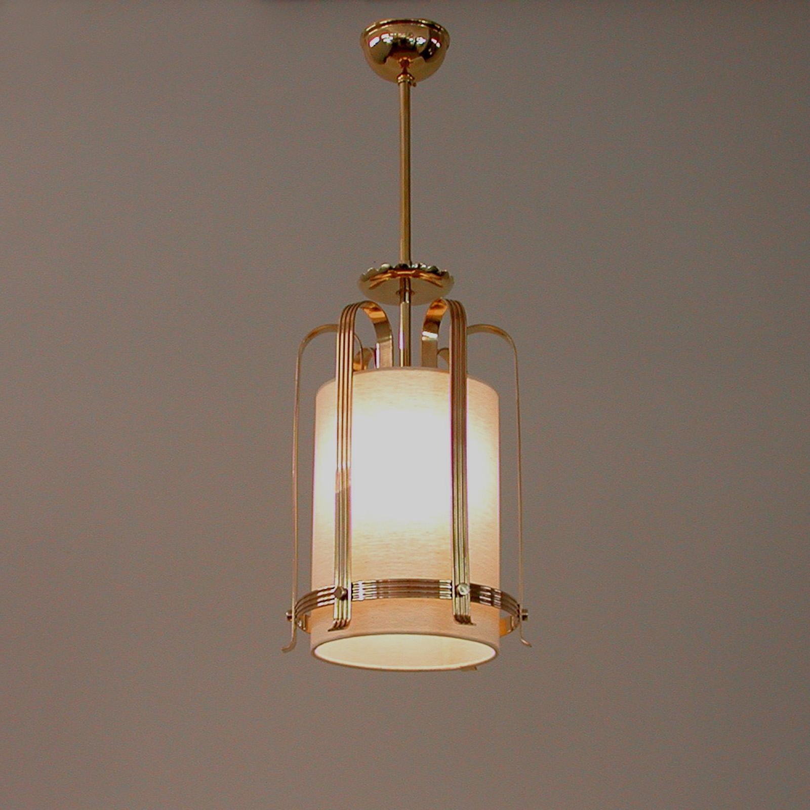 Swedish Art Deco Brass and Fabric Lantern, 1930s to 1940s 12