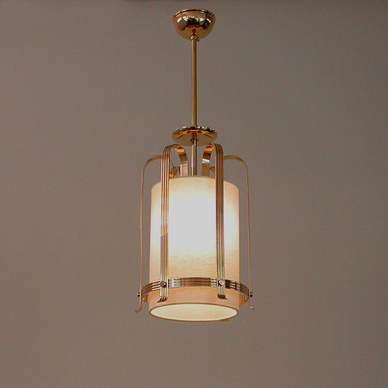 Swedish Art Deco Brass and Fabric Lantern, 1930s to 1940s For Sale 12