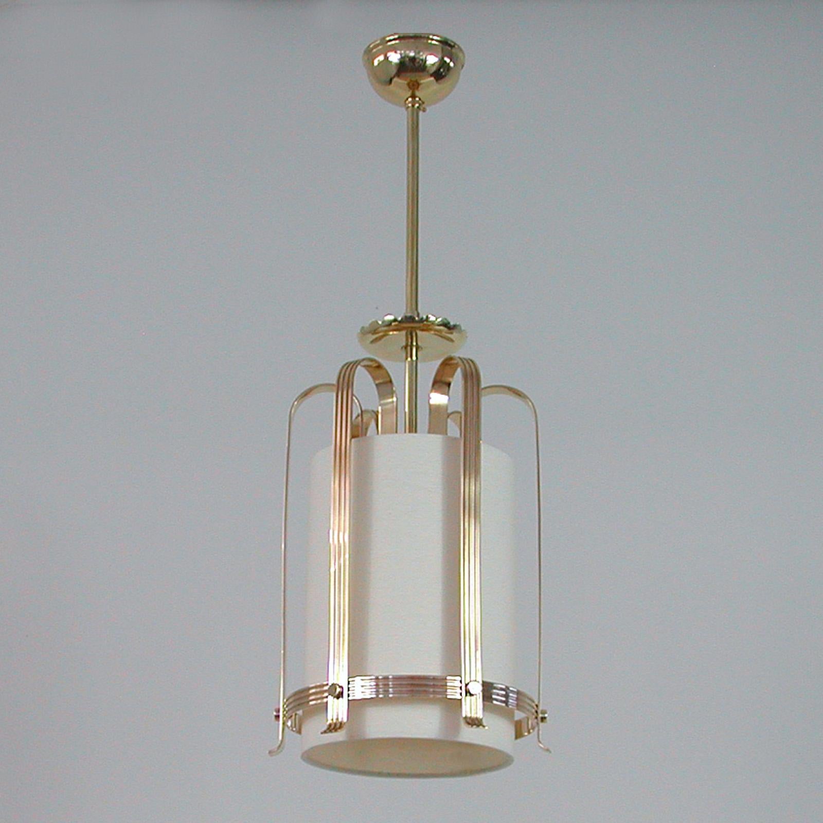 Swedish Art Deco Brass and Fabric Lantern, 1930s to 1940s 13