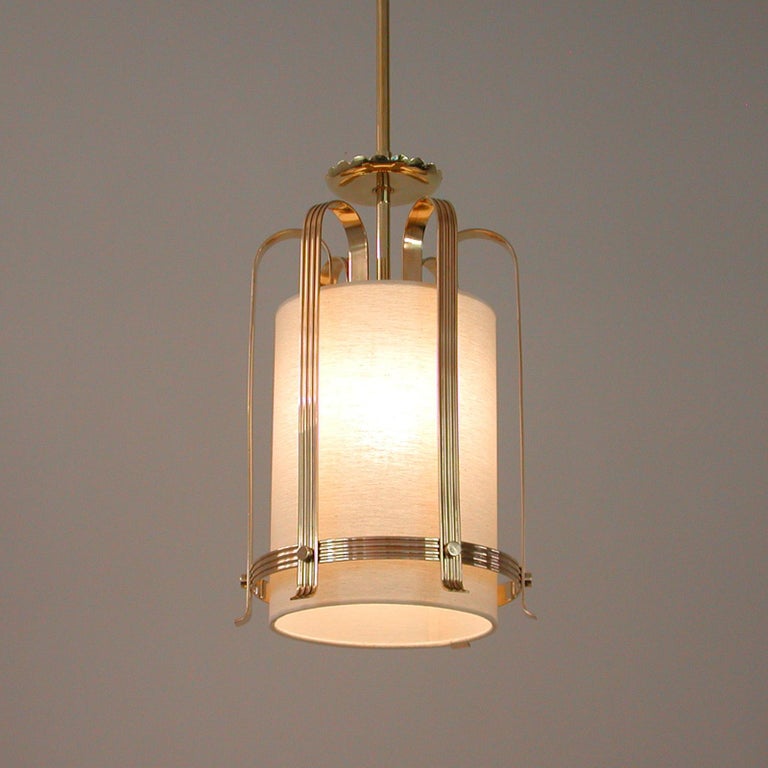 Swedish Art Deco Brass and Fabric Lantern, 1930s to 1940s For Sale 2