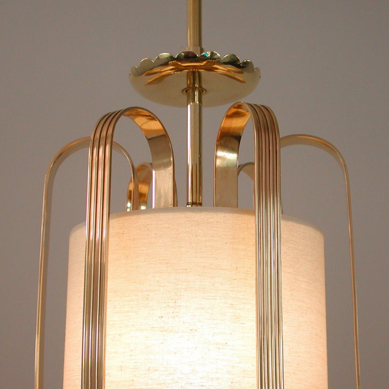Swedish Art Deco Brass and Fabric Lantern, 1930s to 1940s For Sale 3