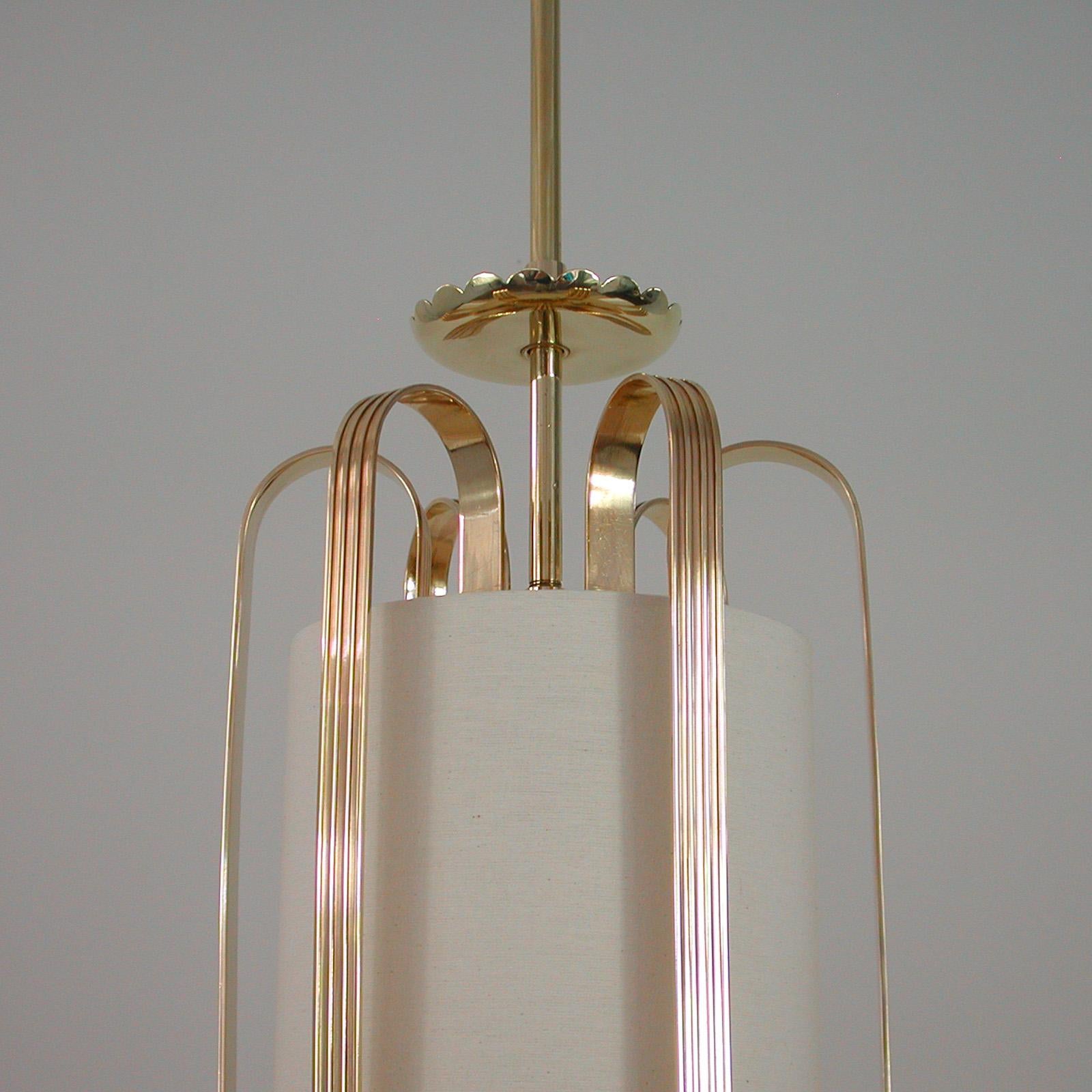 Swedish Art Deco Brass and Fabric Lantern, 1930s to 1940s 4