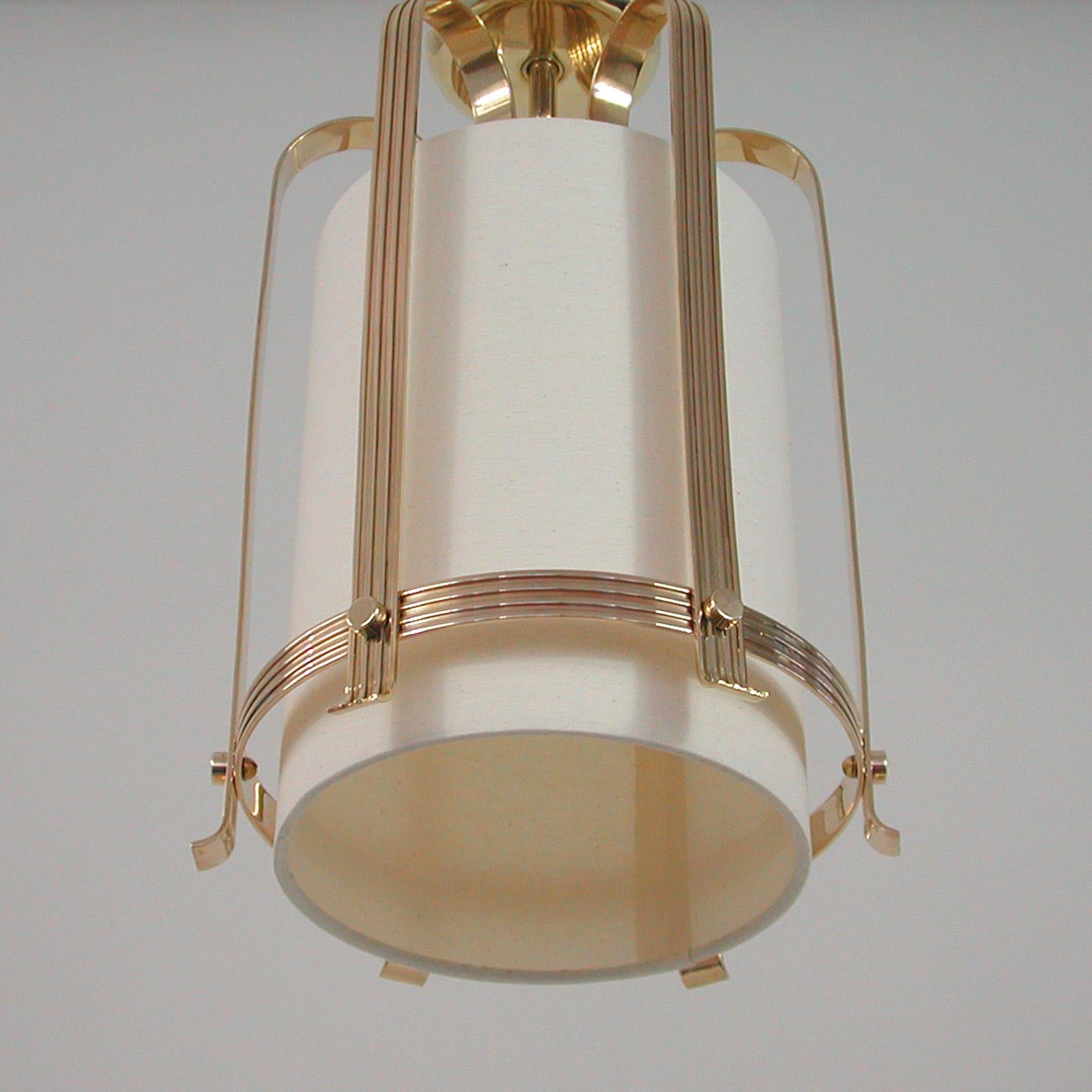 Swedish Art Deco Brass and Fabric Lantern, 1930s to 1940s 5