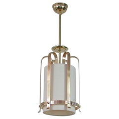 Swedish Art Deco Brass and Fabric Lantern, 1930s to 1940s