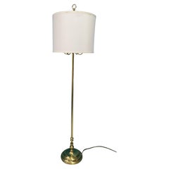 Swedish Art Deco Brass Floor Lamp with White Shade. Mid-20th Century.