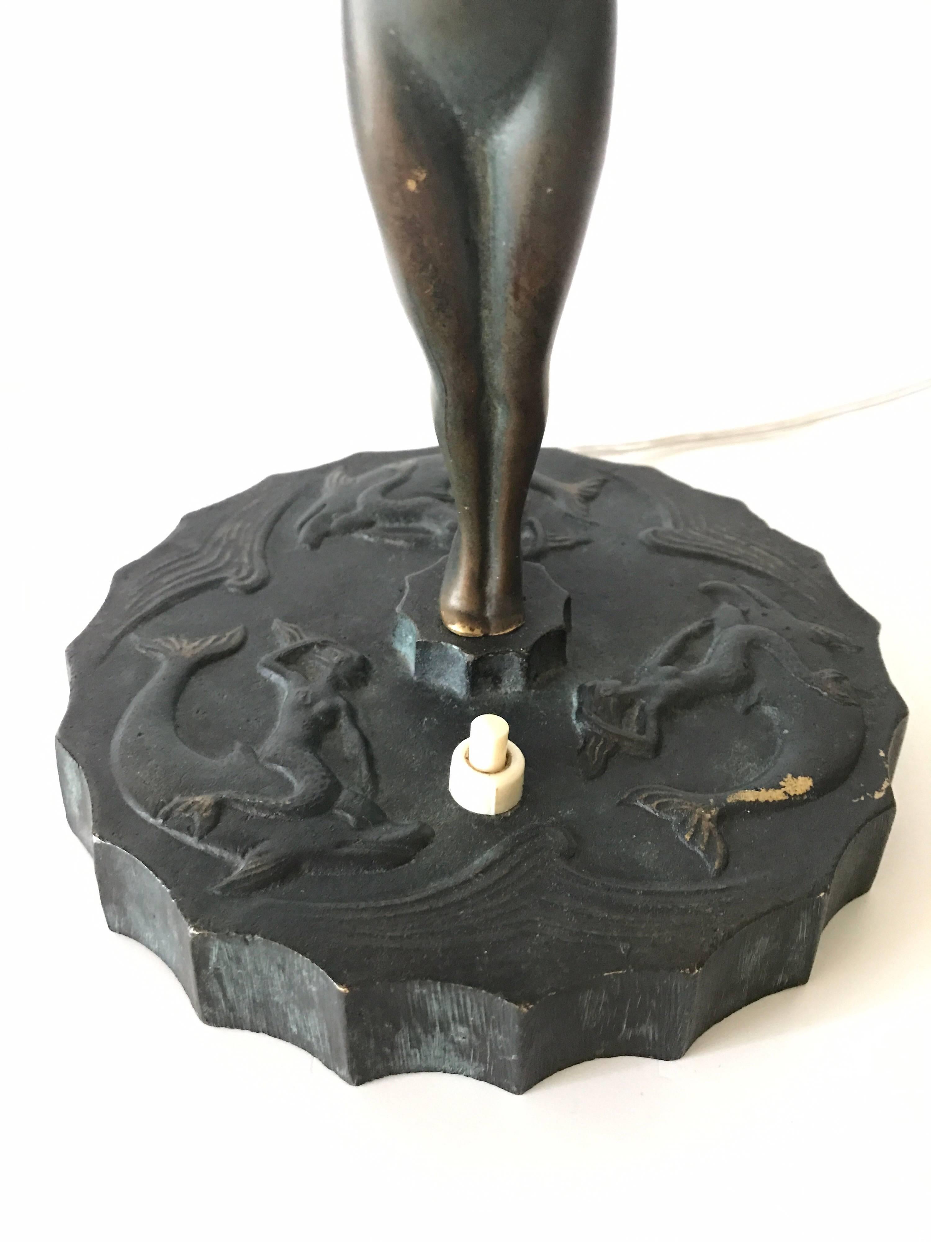 Swedish Art Deco Bronze and Steel Table Lamp  For Sale 5
