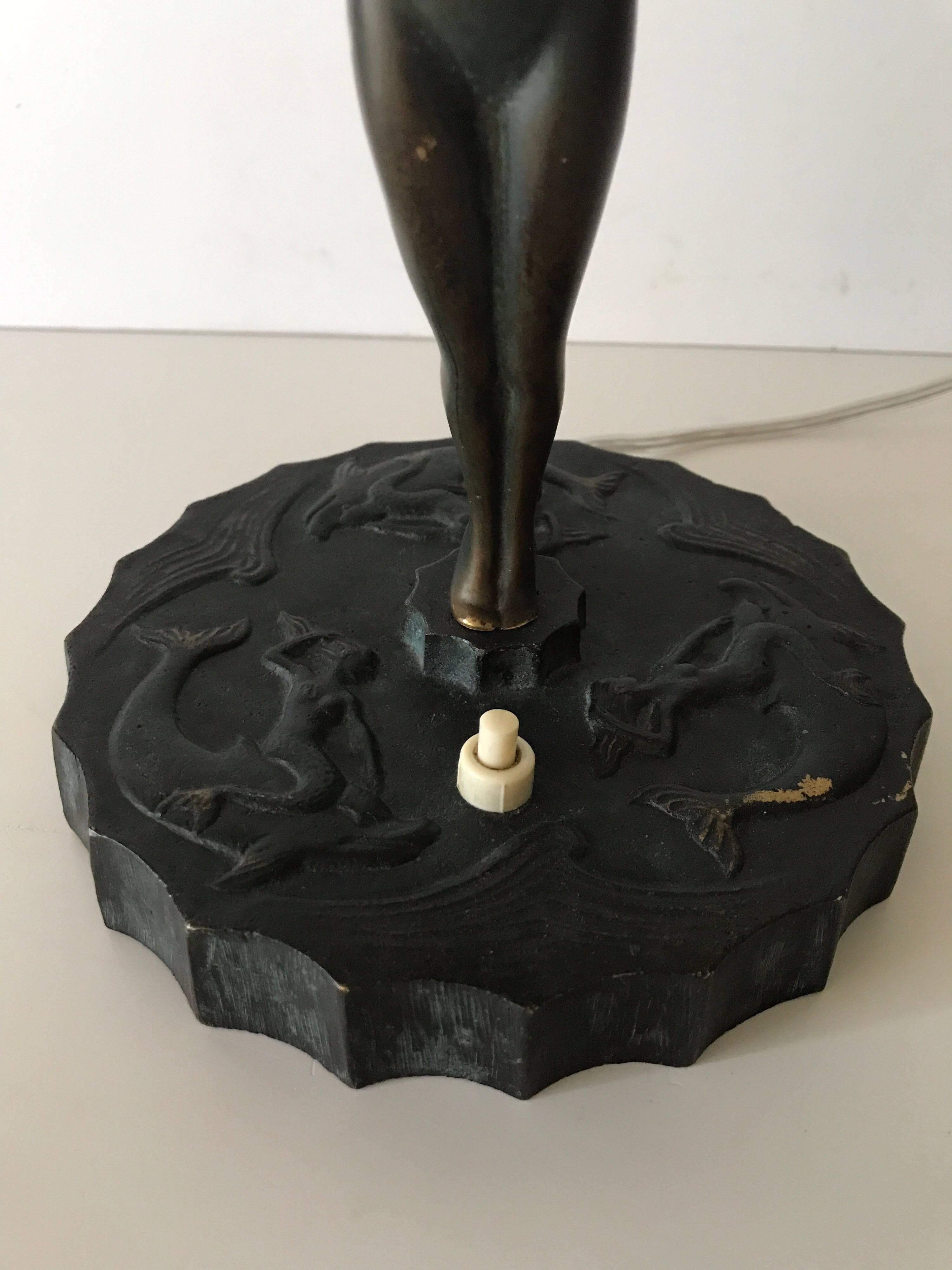 Swedish Art Deco Bronze and Steel Table Lamp  For Sale 7