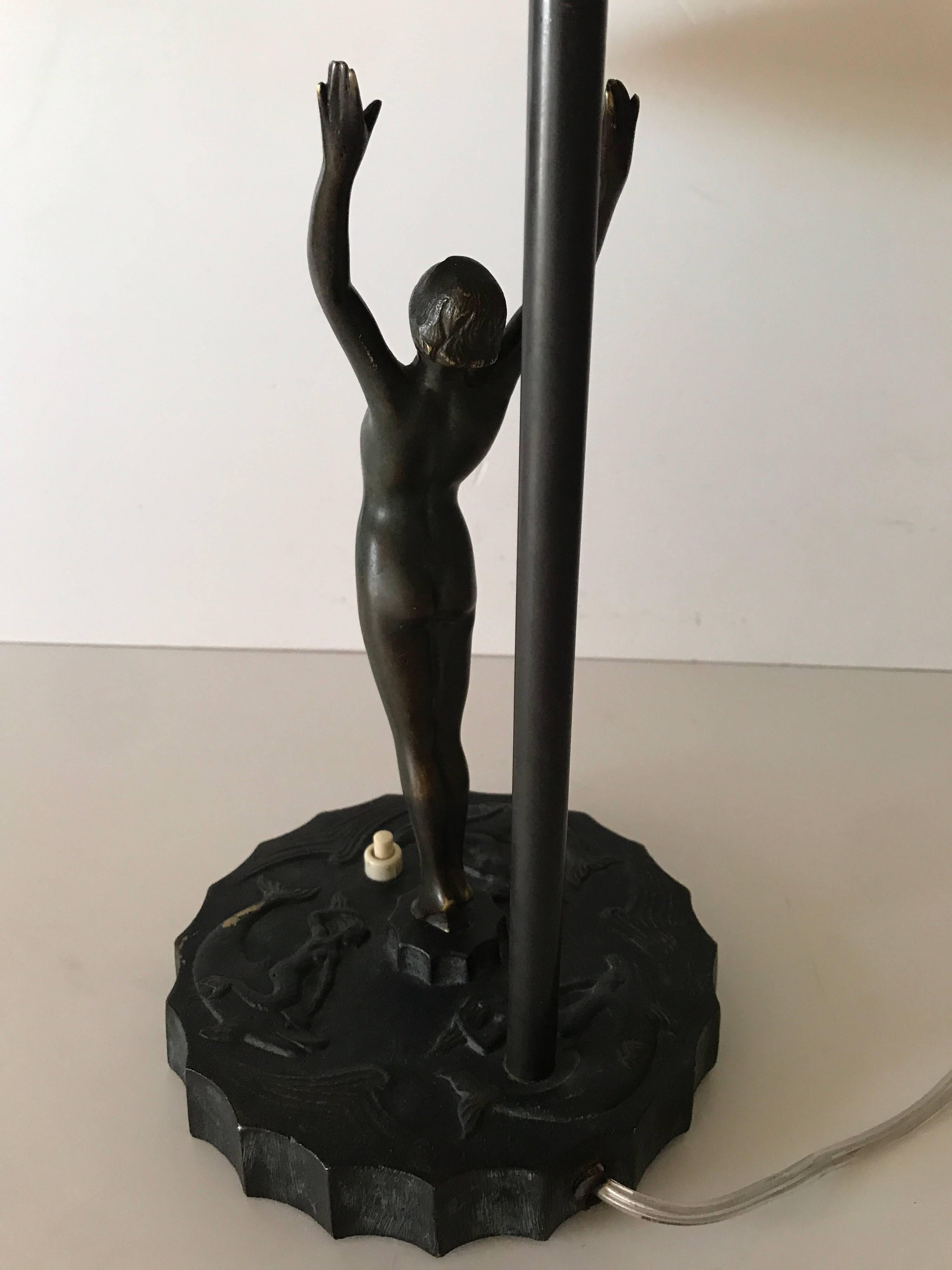 Swedish Art Deco Bronze and Steel Table Lamp  For Sale 8