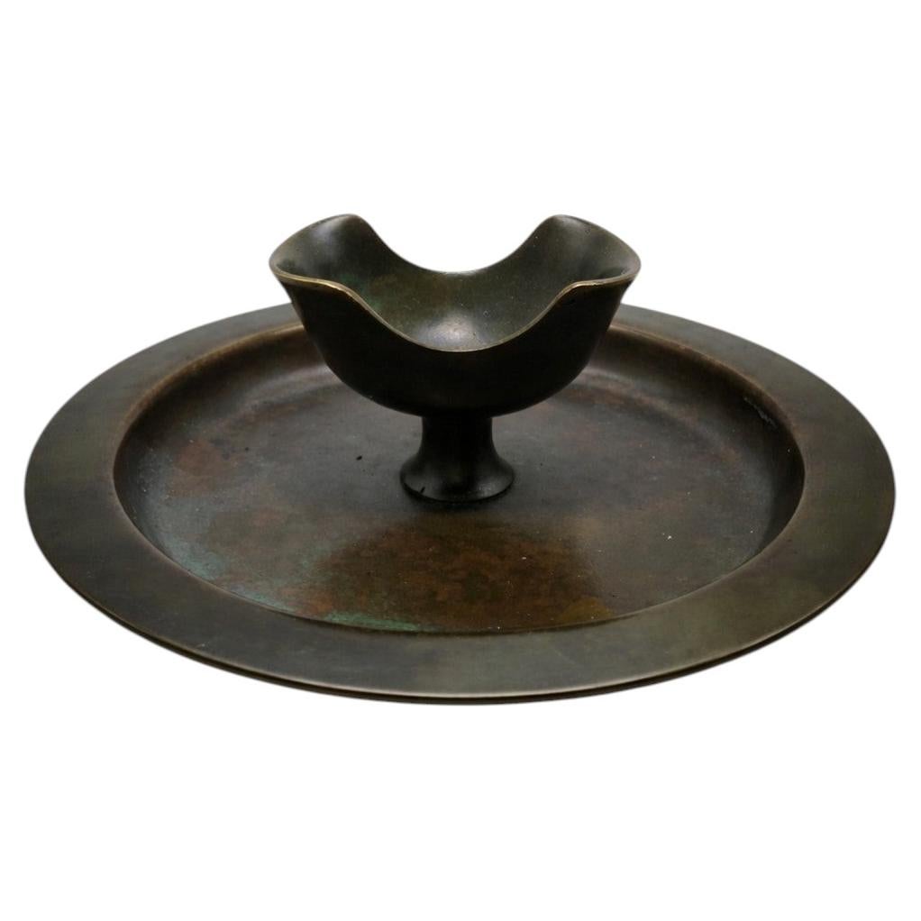 Swedish Art Deco Bronze Dish with Raised Bowl by GAB, 1930s
