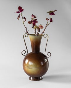 Swedish Art Deco Bronze Patinated Urn Handle Vase / Amphora , Scandinavian 1930s