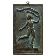 Swedish Art Deco Bronze Relief Plaque, 1930s Dance Figure Sculpture Wall Art