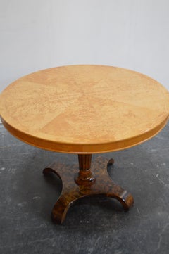Swedish Art Deco Burl Birch and Elm Pedestal Table